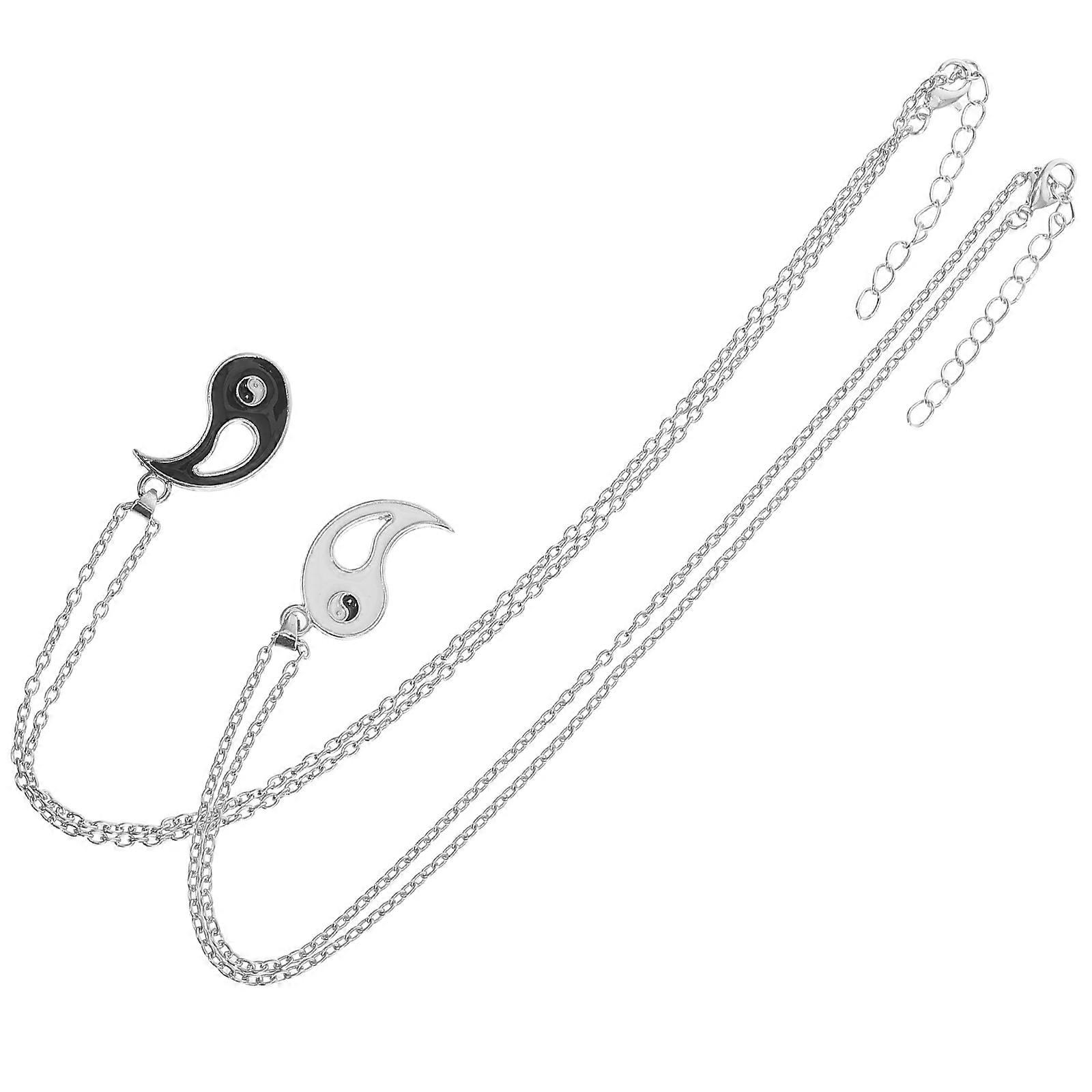 Yin And Yang Necklaces Puzzle Design Symbolizes Connection Alloy Material Chic Style 1 Pair
