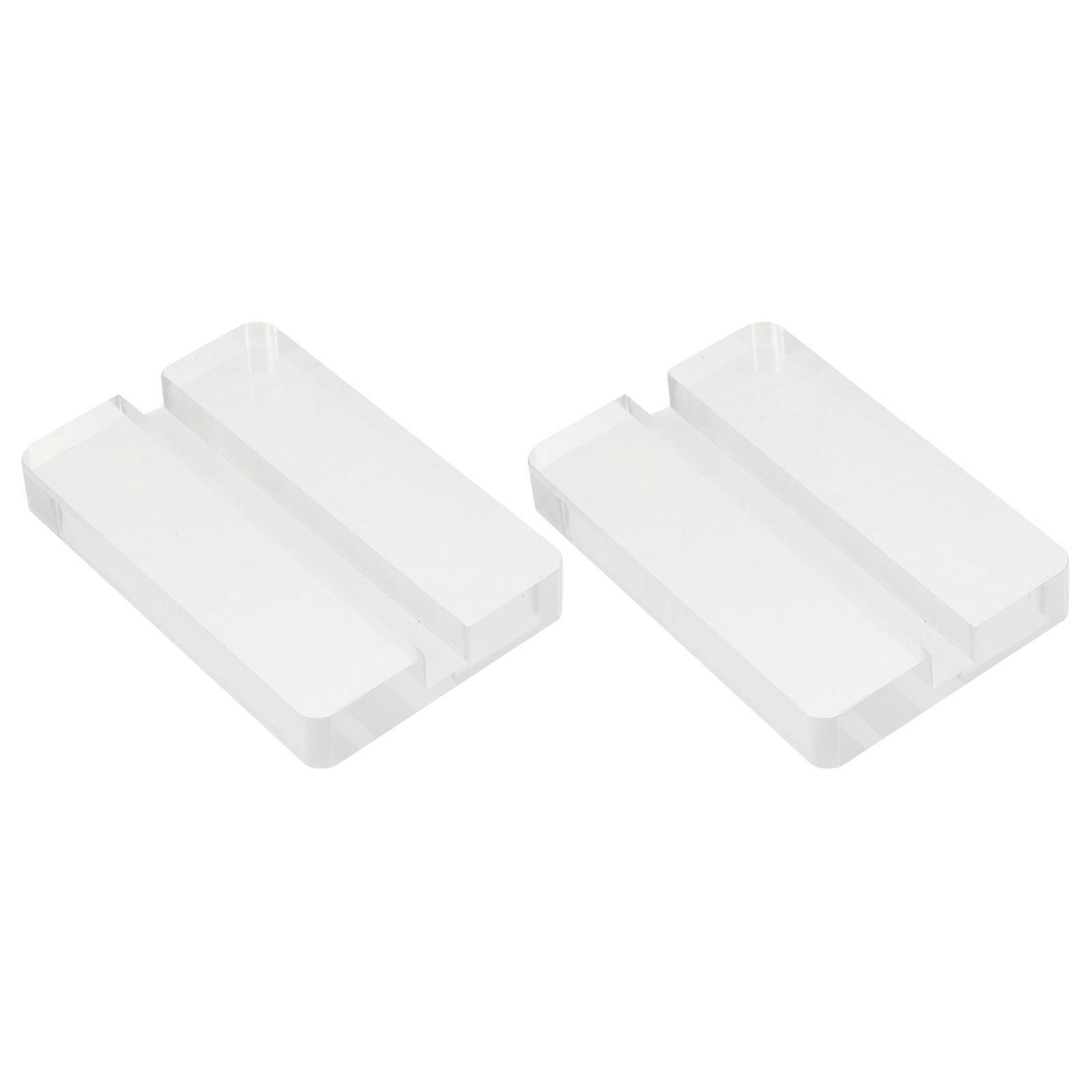 Display Card Holder Acrylic Desktop Card Supports Simple Transparent Office Use 7.5X5X1.2CM Fixing Stand 2Set
