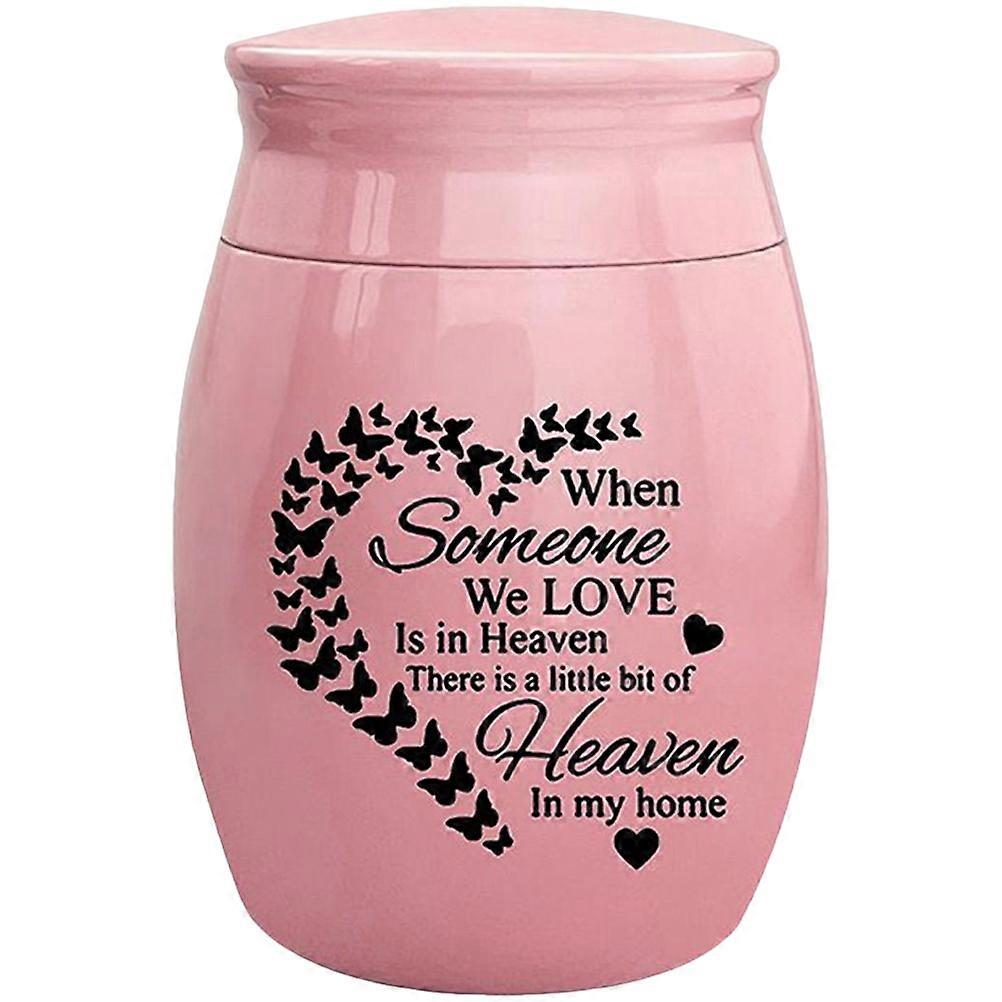Pink Keepsake Urn for Ashes at Home Smooth Surface Strong Lid Stainless Steel Aluminum Alloy 0.8x1.2x2.5 Inches