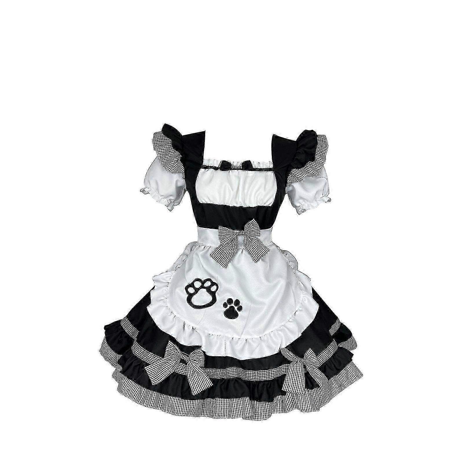 Plus Size French Waitress Uniform & Maid Costume Outfit - Elegant Cosplay Dress for Theme Parties & Role Play ��������Ϸ
