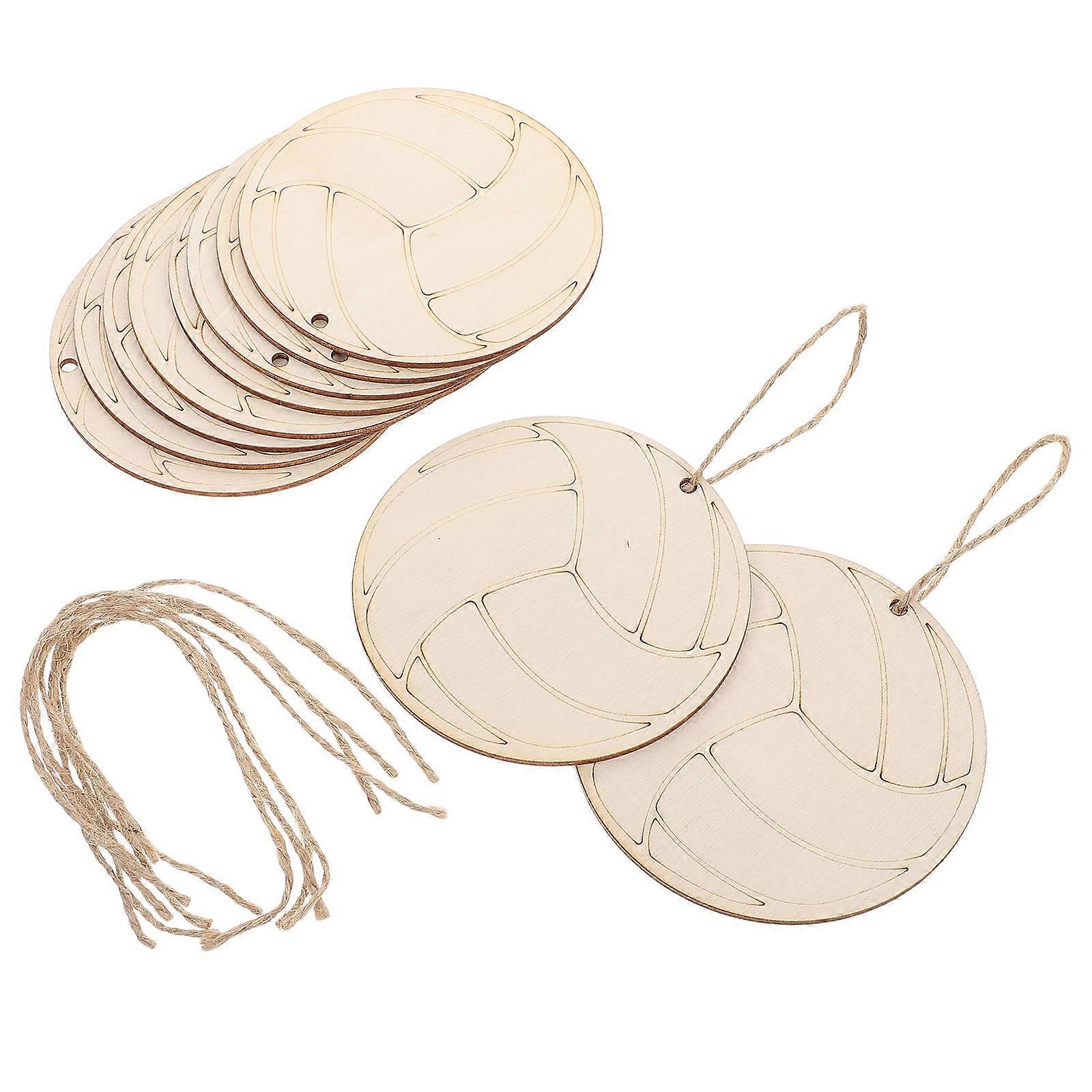 10 Pcs Creative Wooden Volleyball Ornaments Perfect For DIY Craft Projects And Gifting Occasions