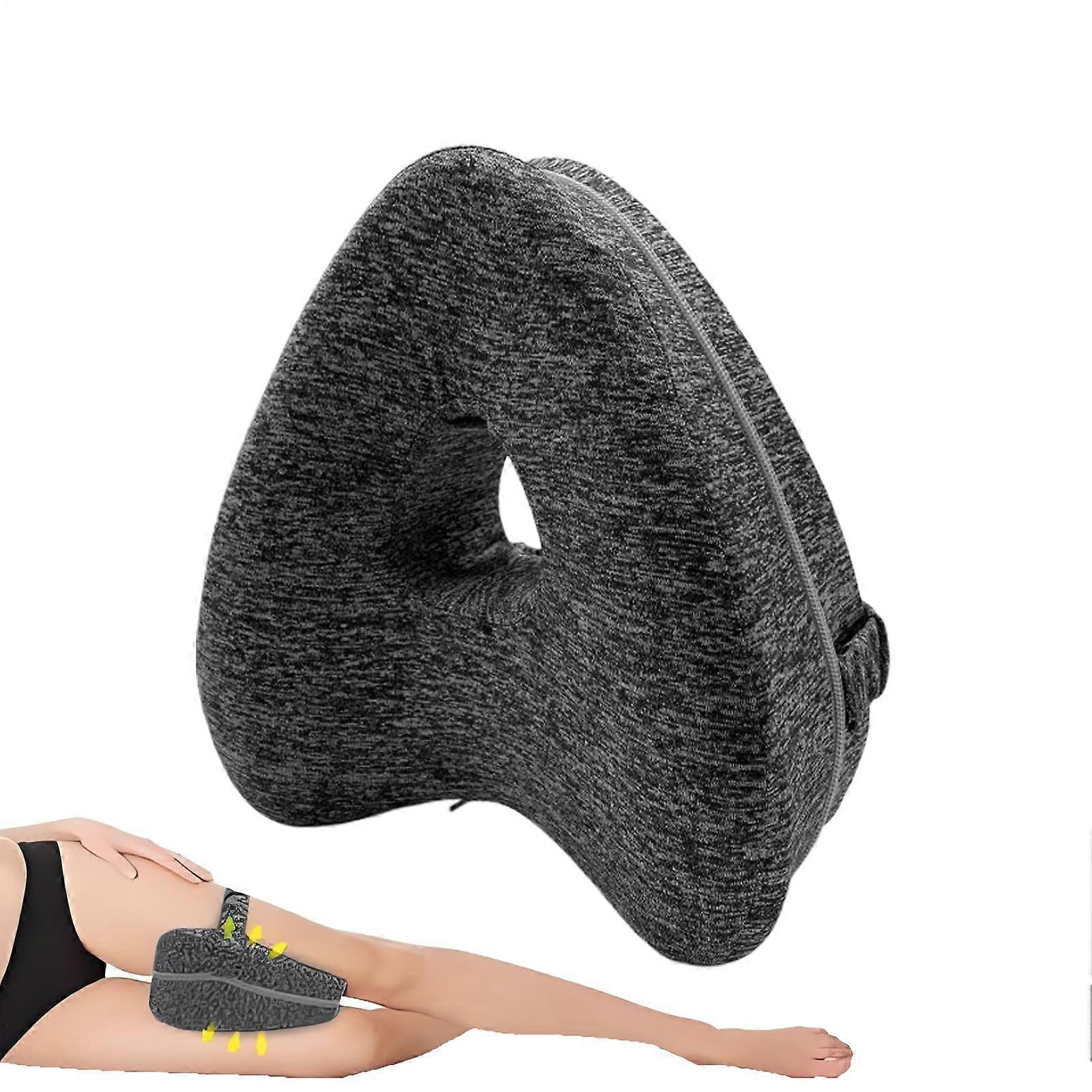 Orthopedic Pillow for Spine Alignment | Soft Heart-Shaped Knee Support Cushion for Pressure Relief and Sleep Correction in Gray