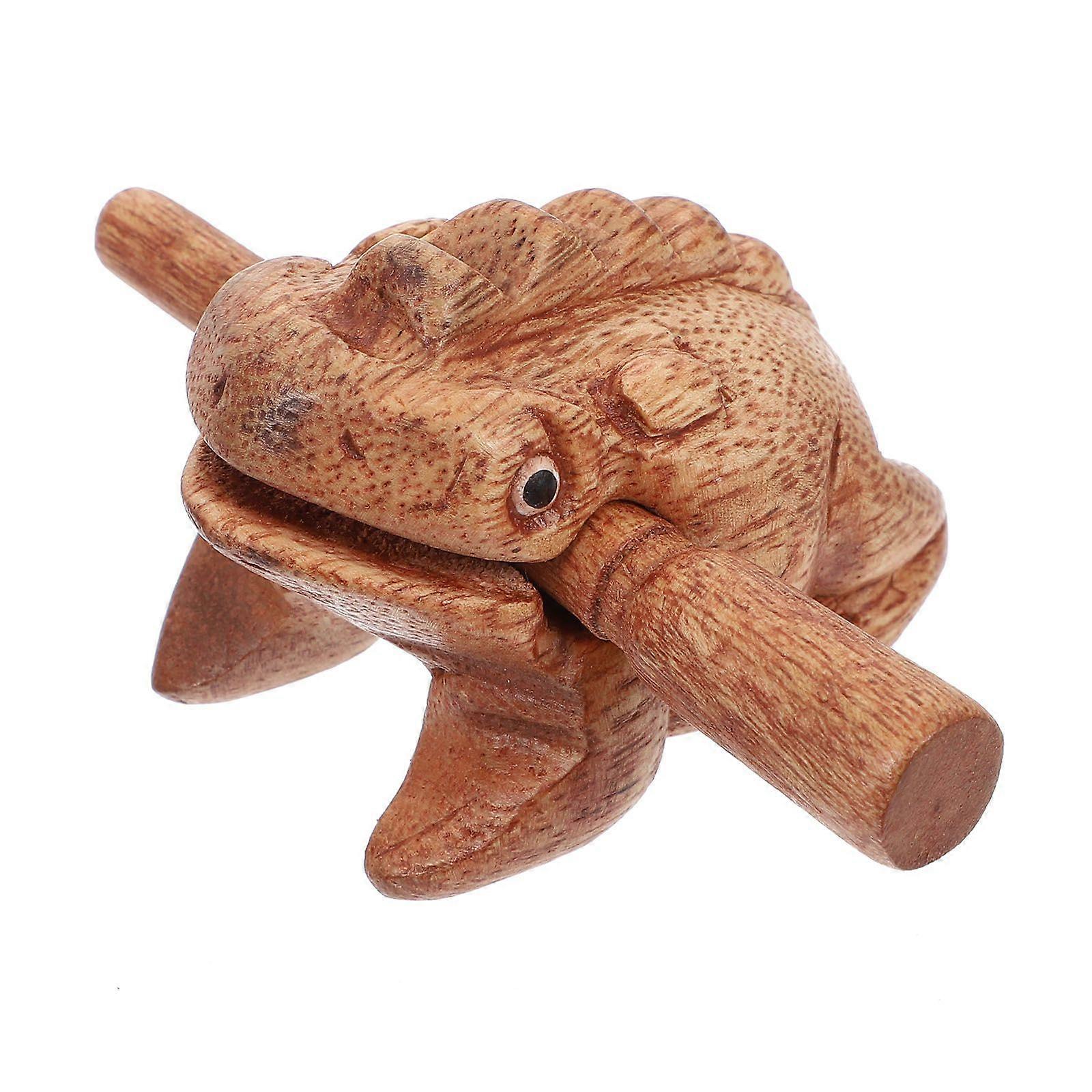 1 Set of Percussion Frog-shape Designed Croak Plaything Wooden Fortune Ornament