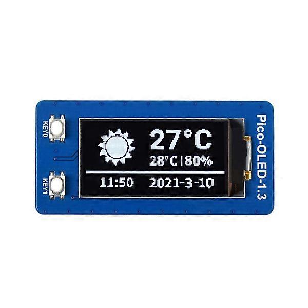 1.3 inch OLED Display for RaspberryPiPico, 64×128 pixels, 4-wire SPI and I2C interface 3.3V Operating Voltage