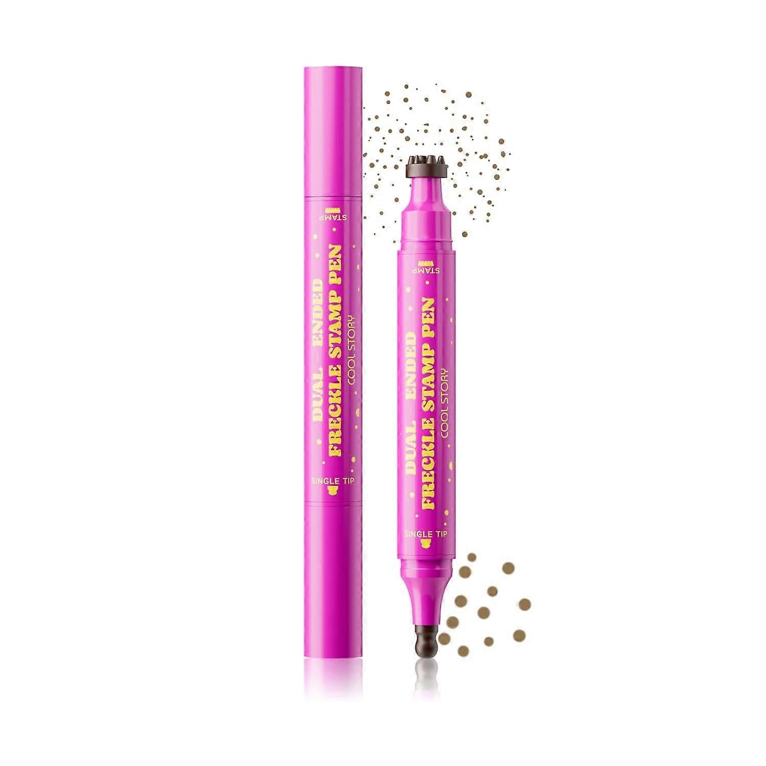 Dual-Ended Freckle Stamp Pen 2 in 1 for Natural Lifelike Faux Freckle Waterproof Fake Freckles Stain Marker for Sunkissed Makeup