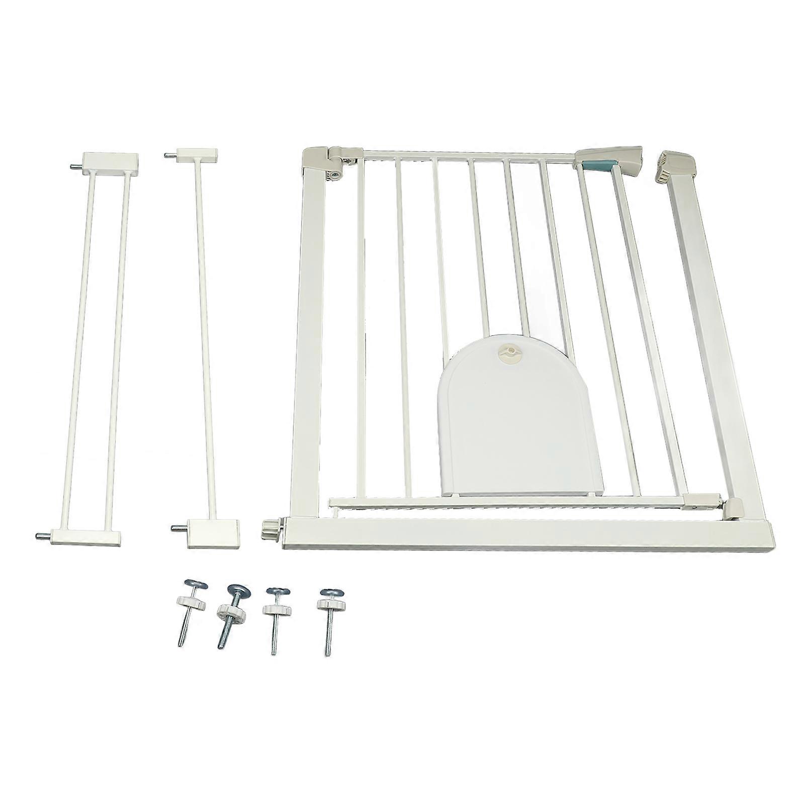 Child Safety Gate for Stairs Doorway Baby Pet Fence 78cm Auto Close Adjustable Double Lock Baby Gate White 7+10cm Extension