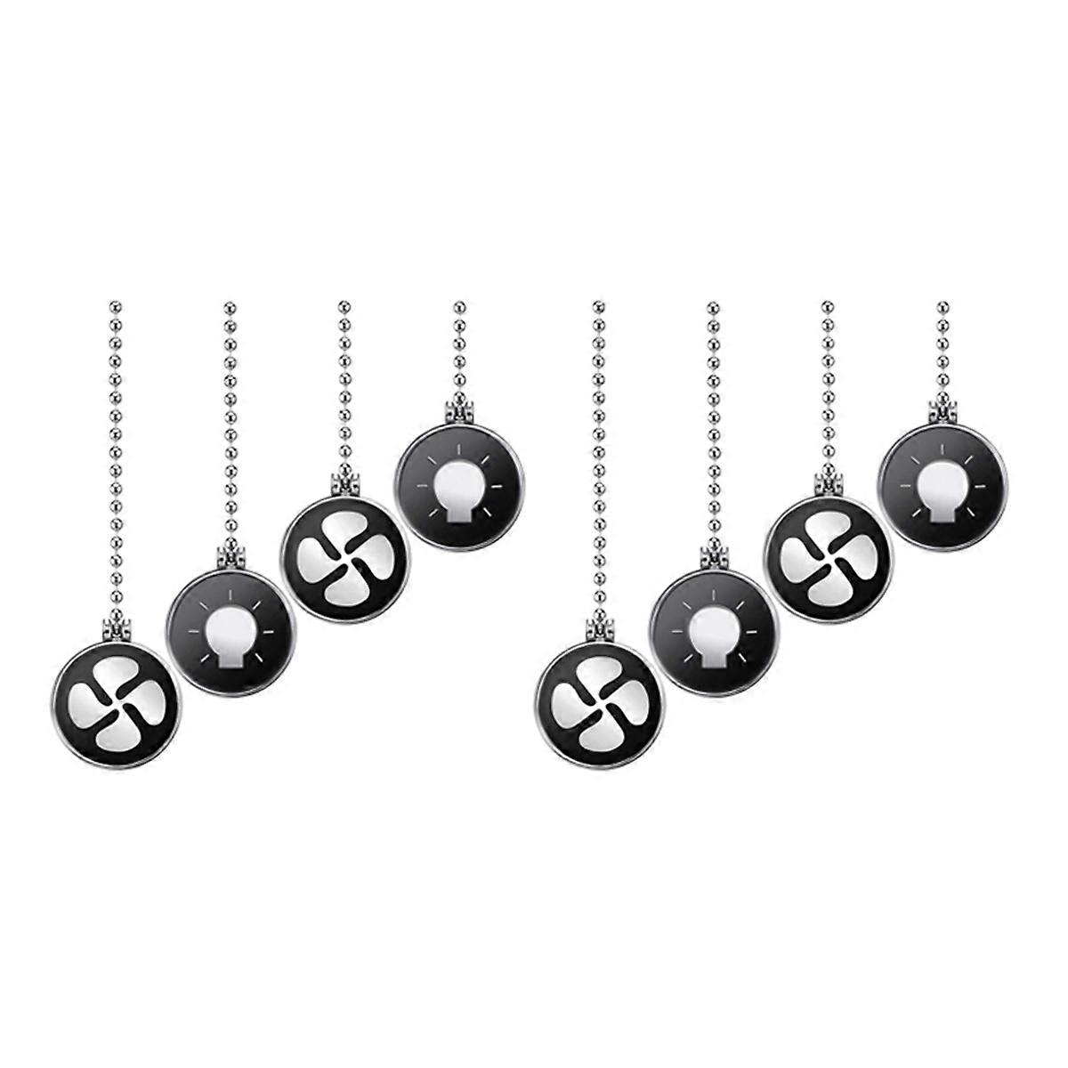 Ceiling Fan Pull Chain Set, 8Pcs Light Bulb and Fan Pattern Pull Chain Ceiling Fan Chain Extender wi