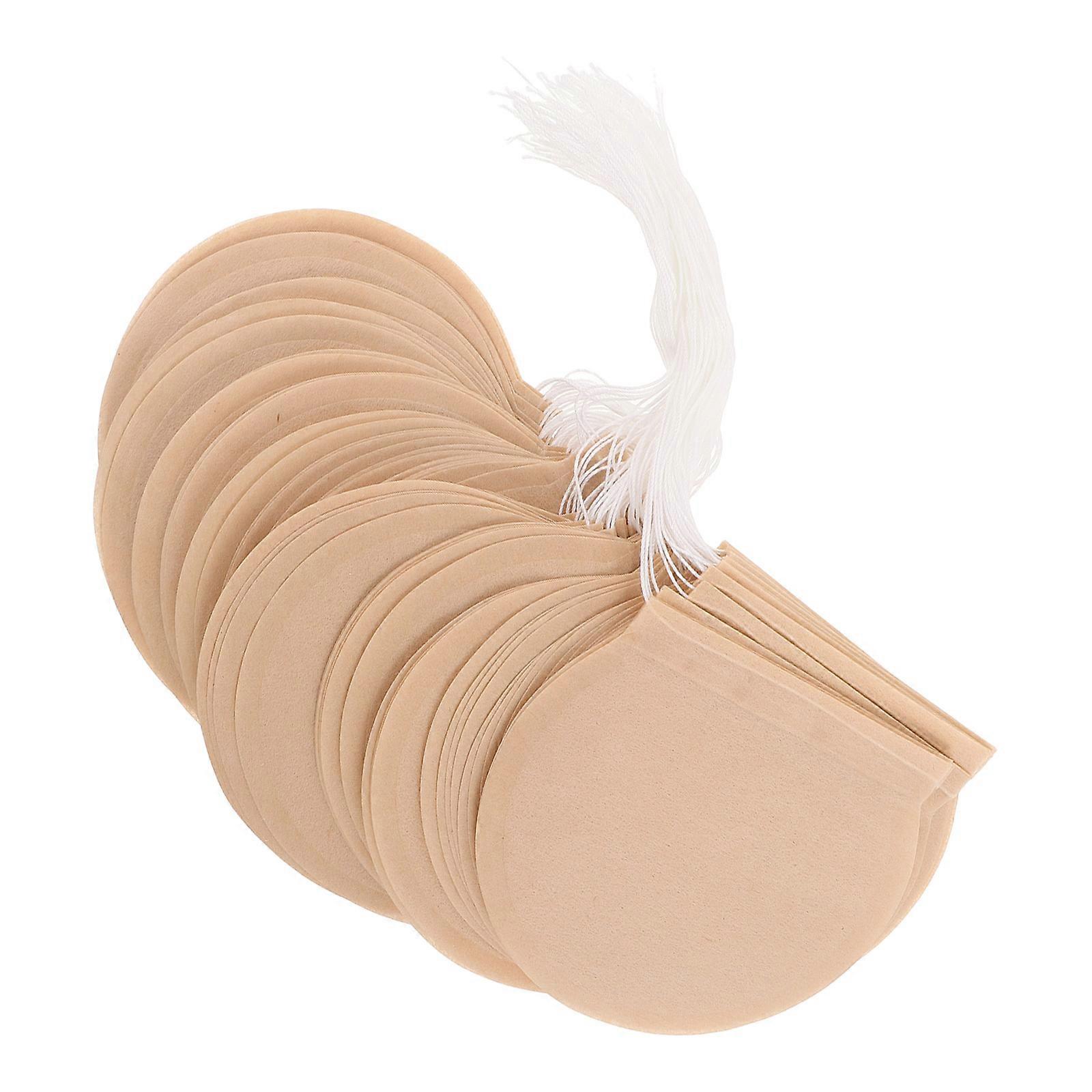 100Set Disposable Round Tea Filter Bags For Convenient Tea At Home Or Travel With Drawstring Design