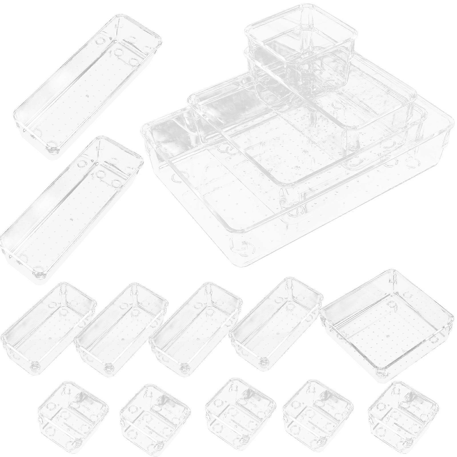 16pcs Clear Plastic Drawer Organizer Storage Tray for Bedroom Makeup
