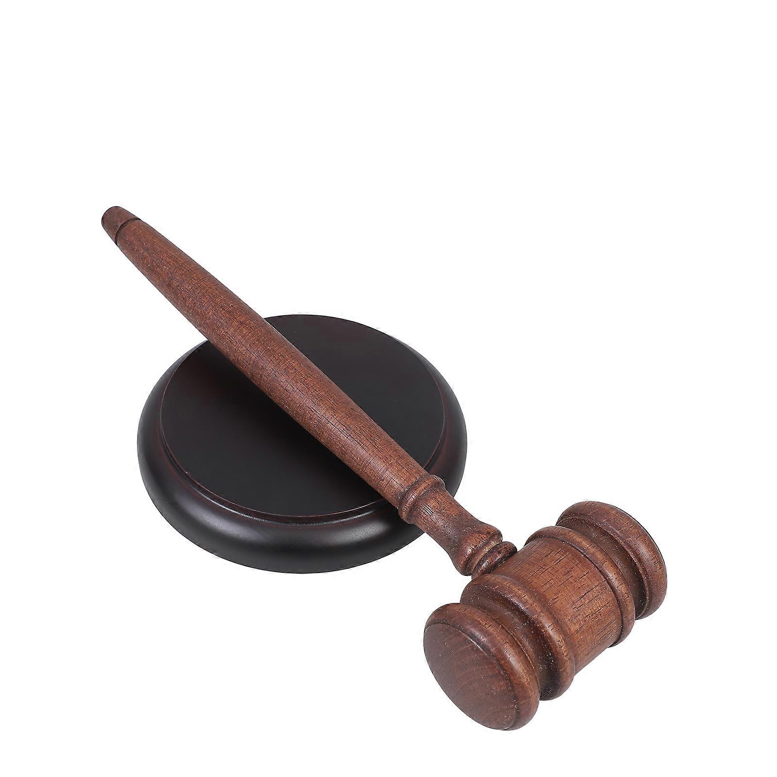 1 Set of Judge Gavel Auction Hammer with Base Wooden Handle Practical Lawyer Gavel
