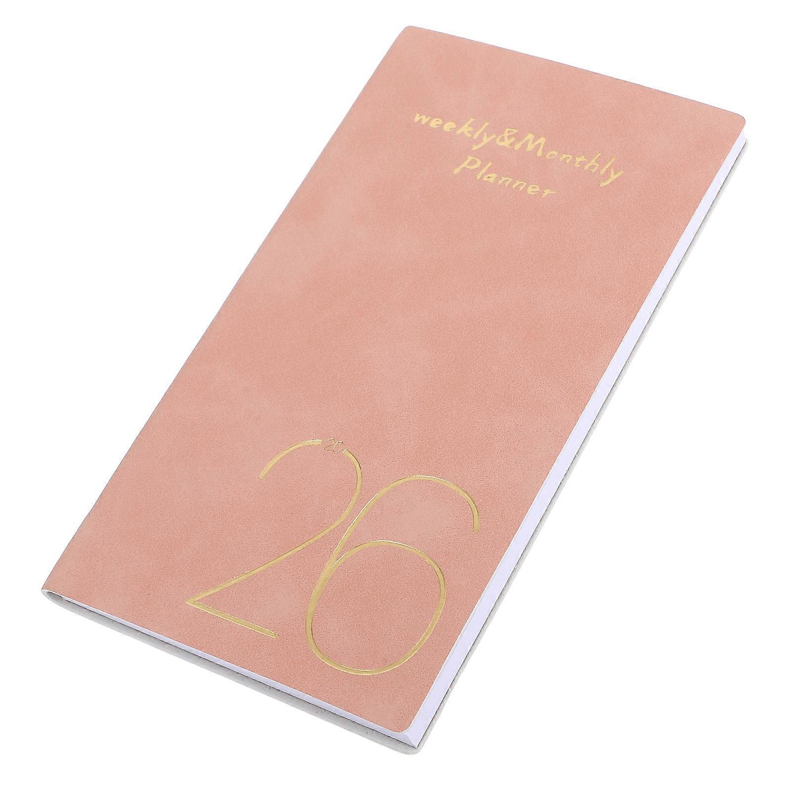 2026 Small Daily Planner Notebook For Organizing Reminders Travel Business Use 6.9X3.9 Inches Pink 1Set