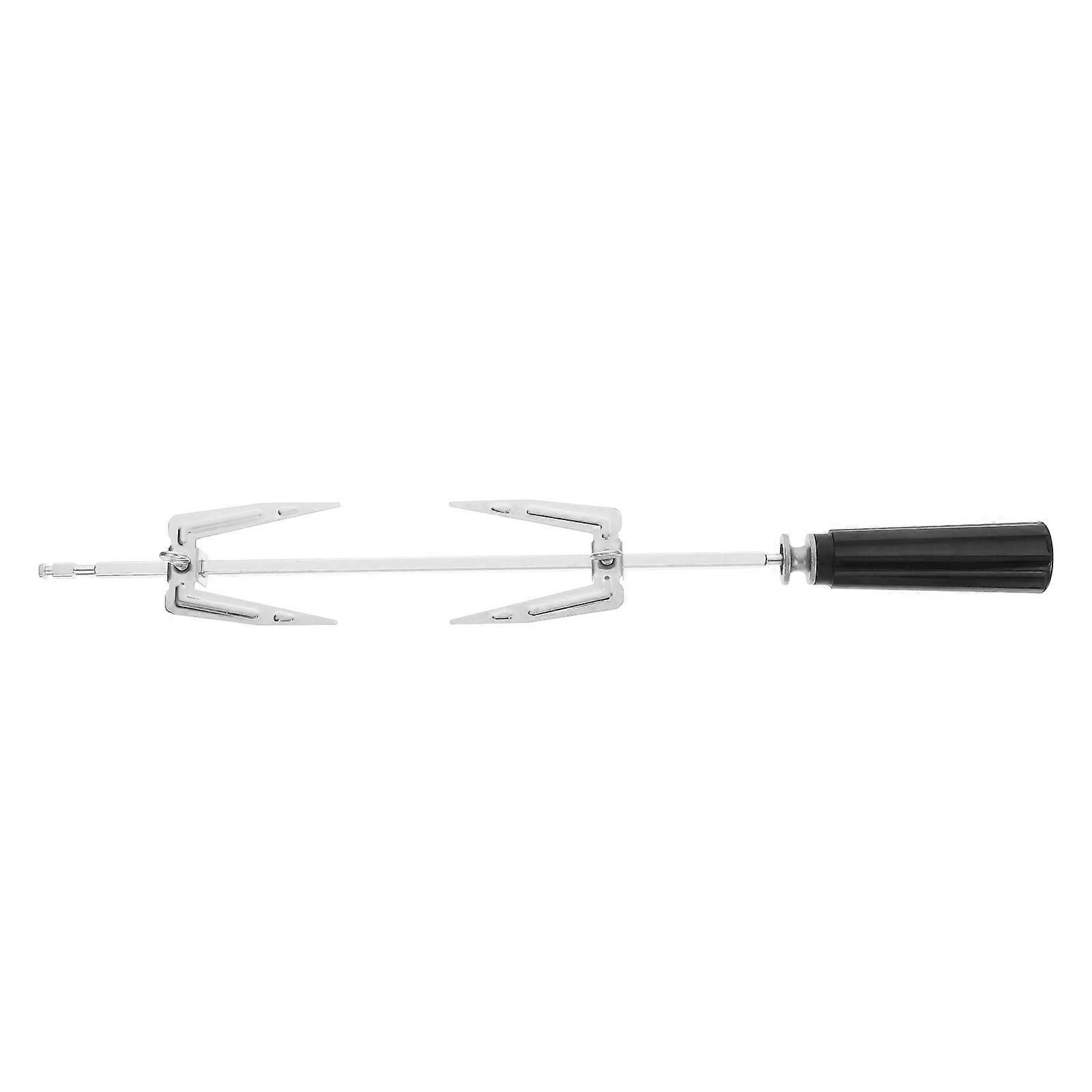 Rotisserie Grill Forks with DualAxis Design and Heat Resistant Handle for Even Cooking 430 Stainless Steel Black