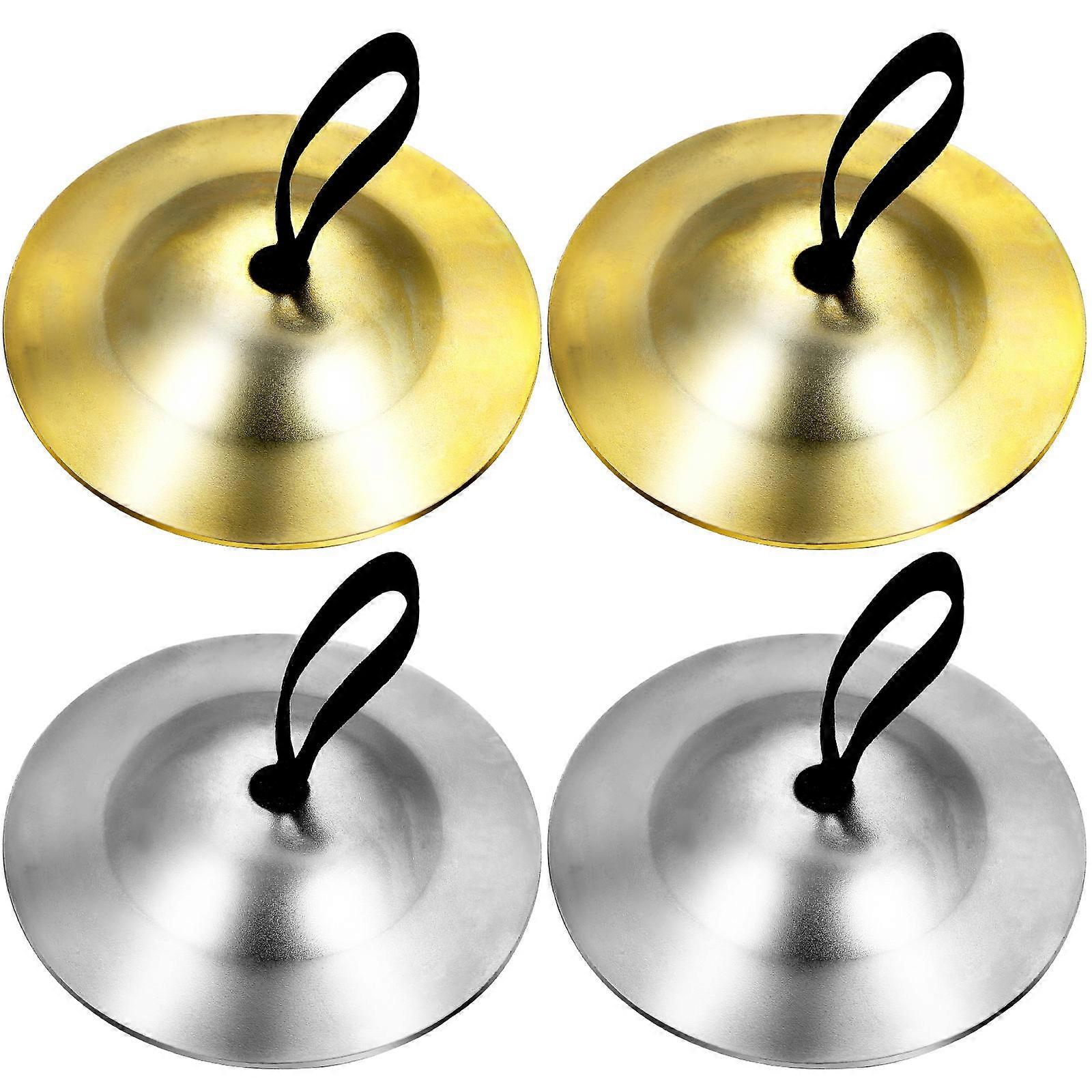 2Pairs Circular Finger Cymbals Hand Percussion For Belly Dance Practice Children Brass Crisp Sound