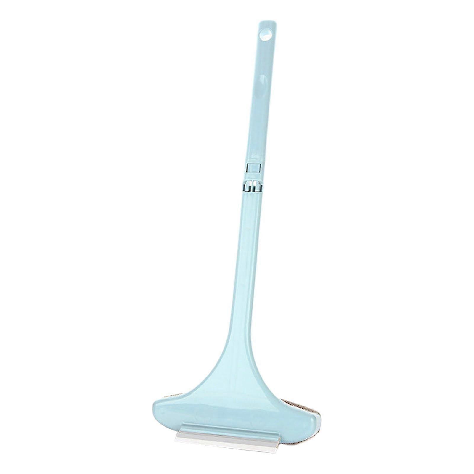 Window Cleaner Brush 2-In-1 Wet-Dry Cleaning With Glass Scraper For Multi-Surface Household Blue
