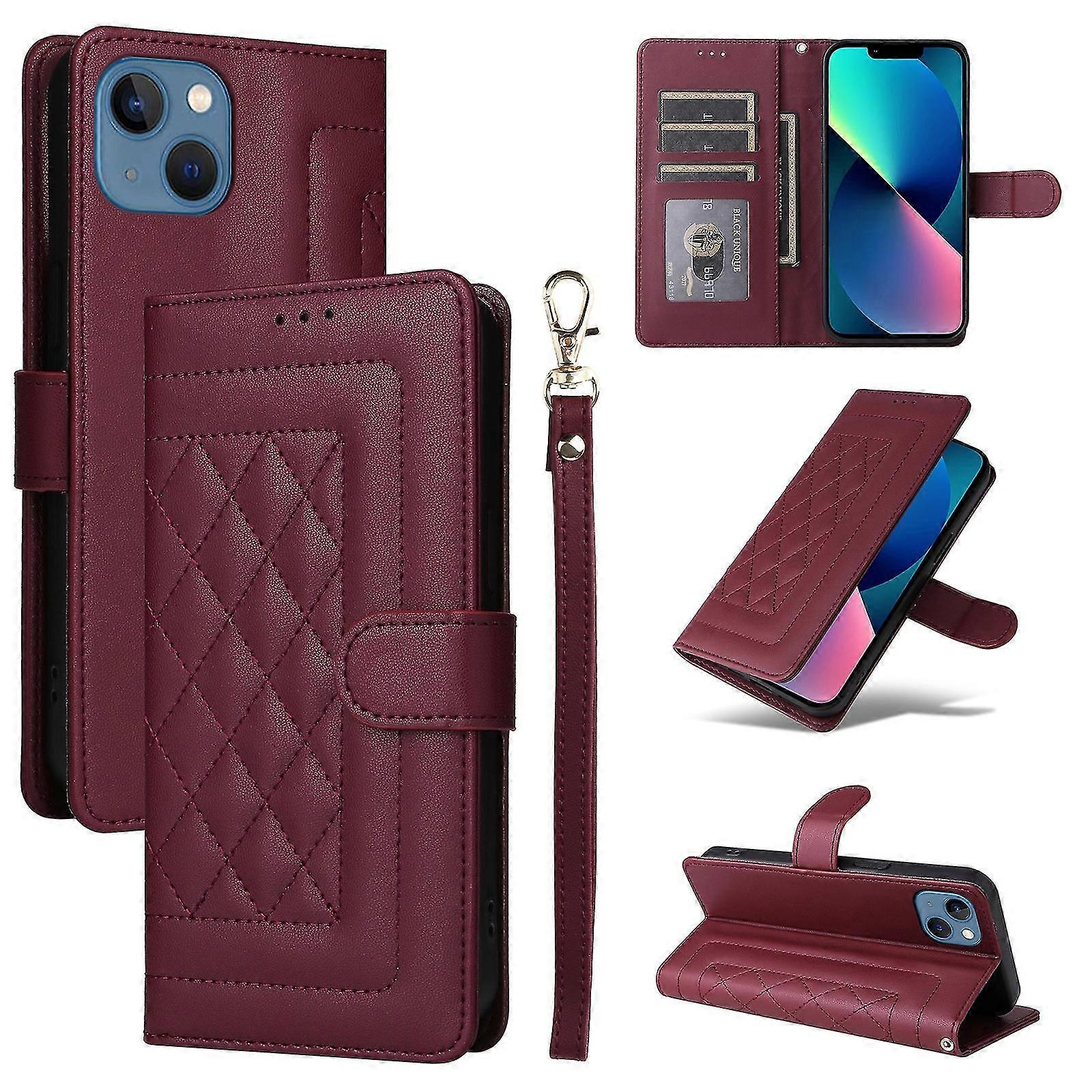 For iPhone 13 Diamond Lattice Leather Flip Phone Case