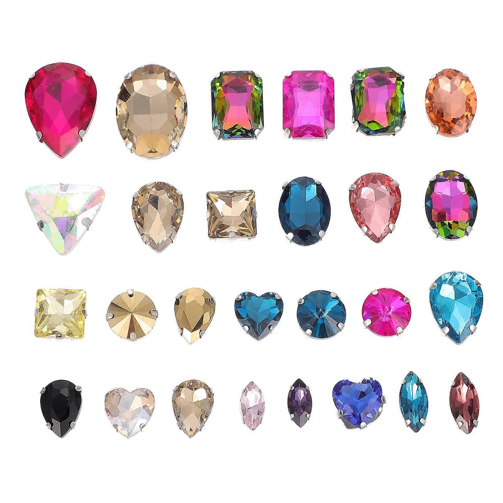 Rhinestone Sew On Accessories with for Jewelry Craft Assorted Color 25pcs