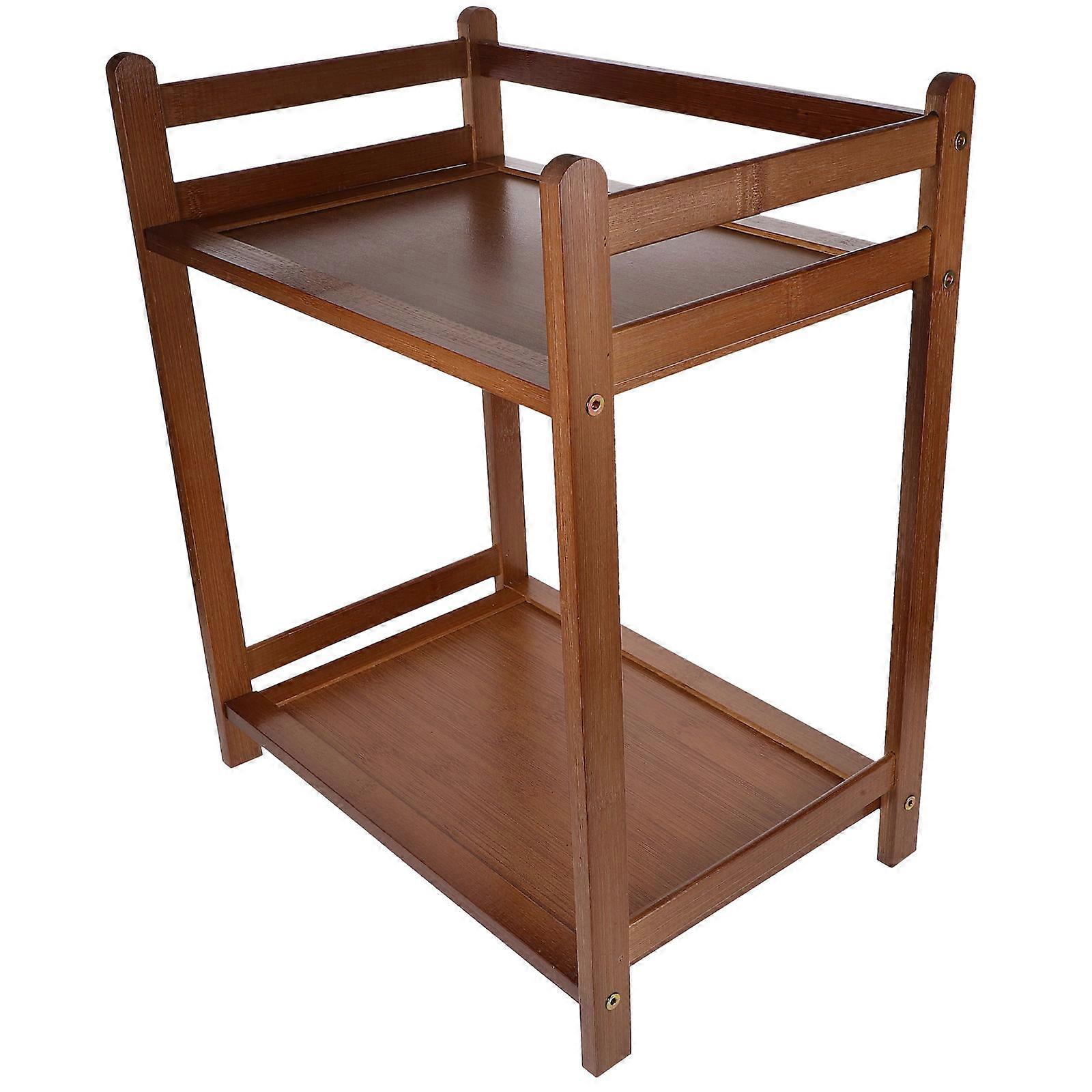 Wooden Storage Rack for Home Use Brown MultiPurpose Desk Organizer with Large Space 2layer