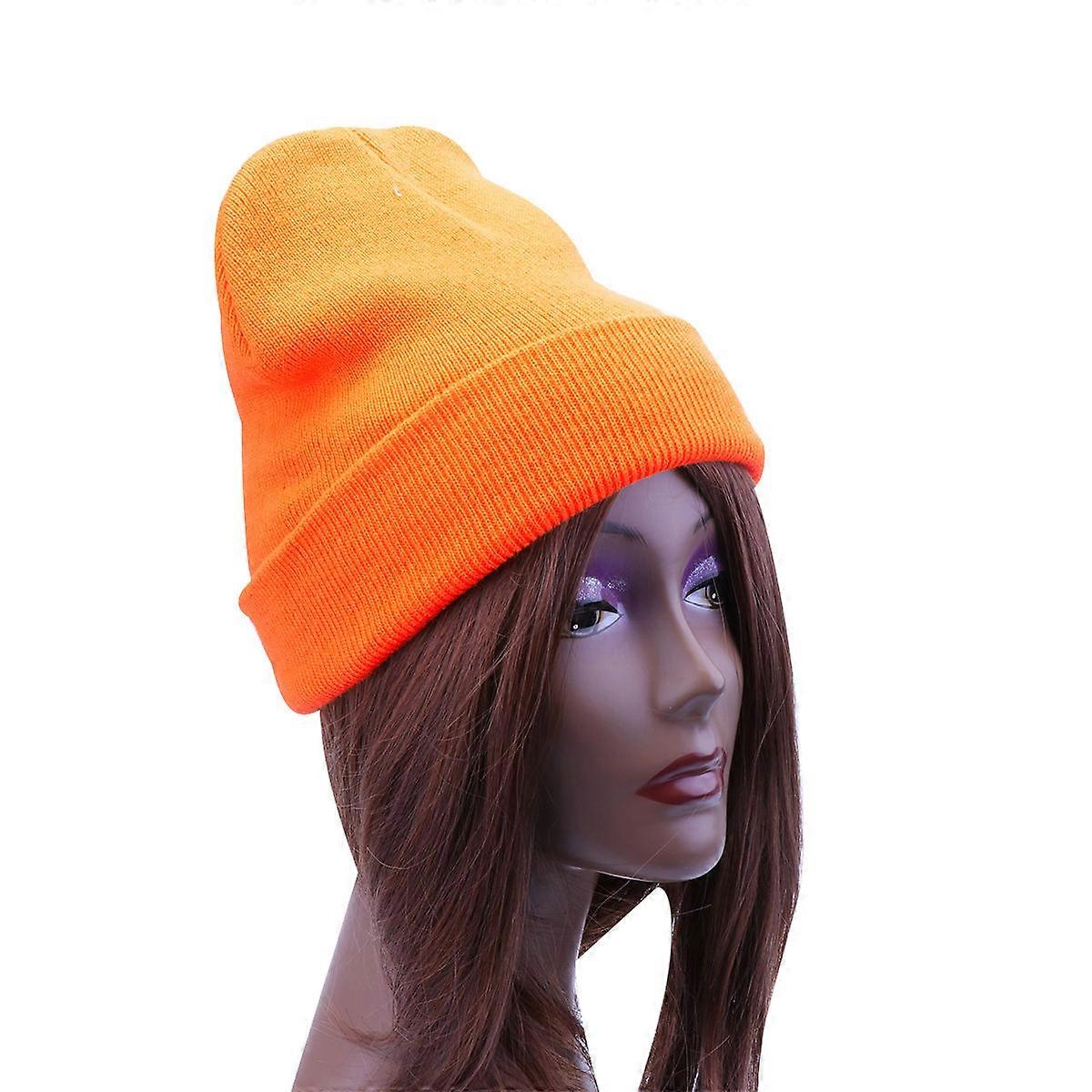 Unisex Knitted Hat Warm Ski Hat For Men And Women In Orange Color With Elastic Function 1Pack