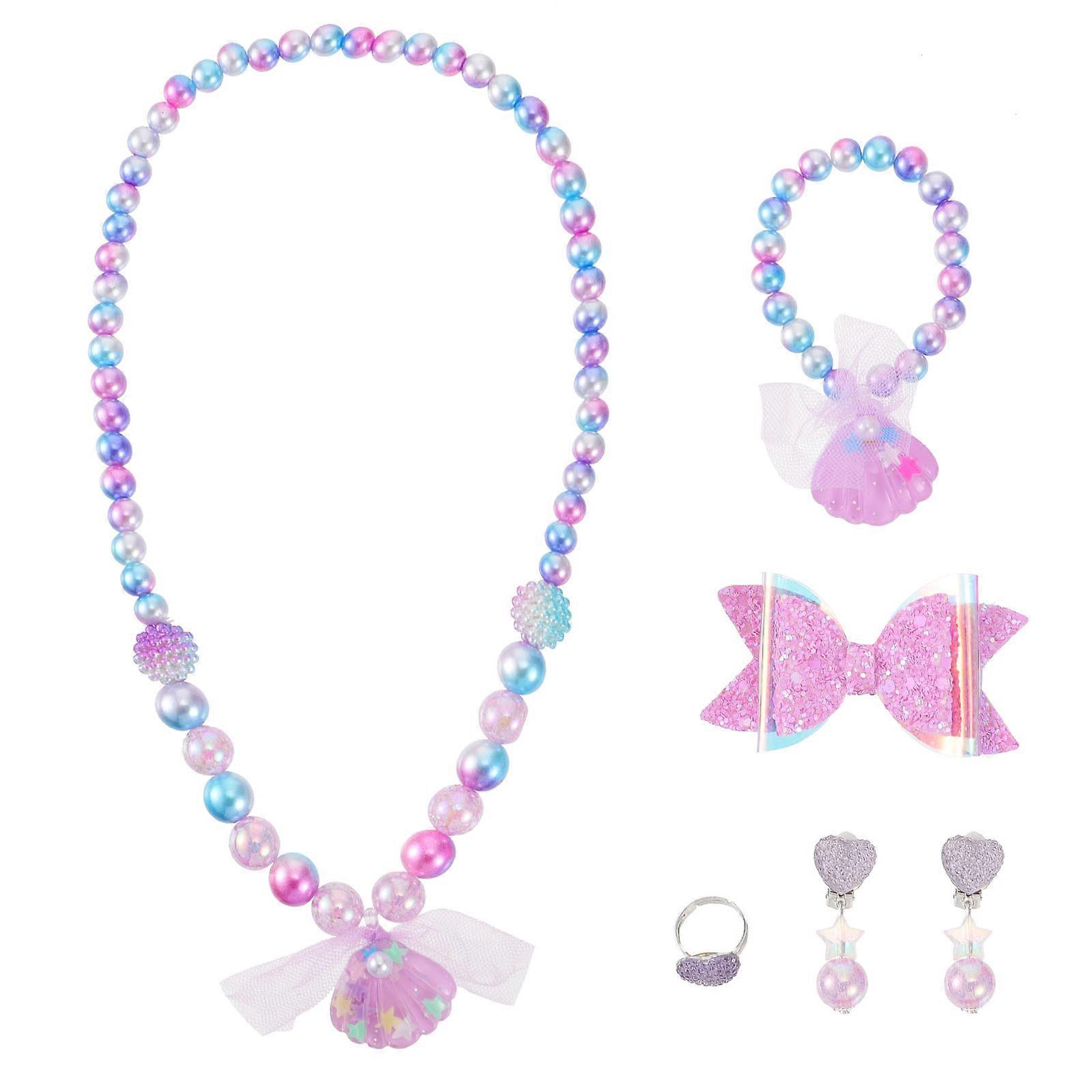 6PCS Shell Pearl Necklace & Bracelet Set – Beaded Party Accessories for Graduation & Special Occasions