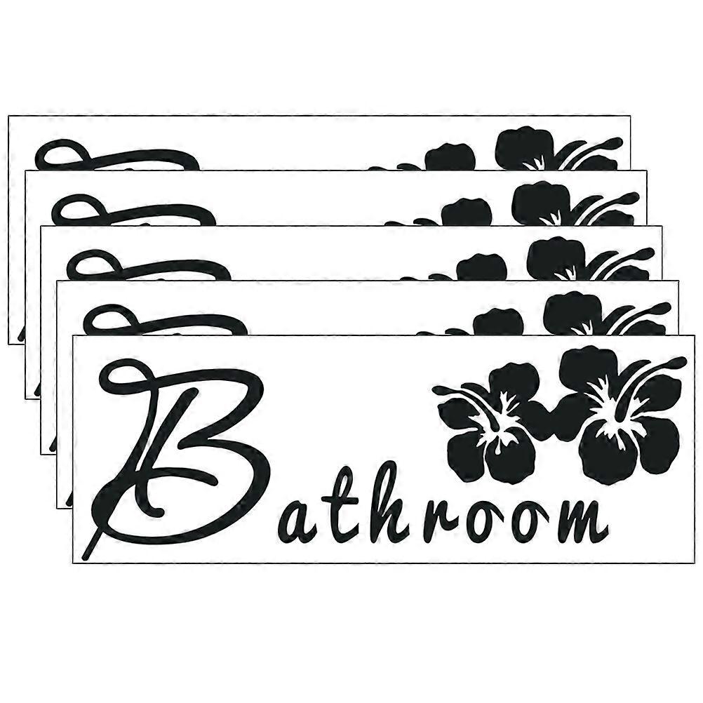 Black Letter Flower Design 5Set Bathroom Wall Decal Self-Adhesive Decorative Art For Homeowners And Design Enthusiasts - Great For Any Smooth Surface
