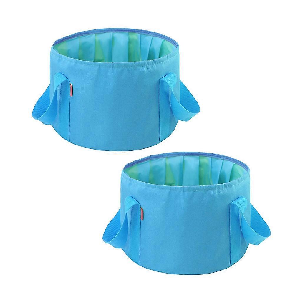 Collapsible Tub Blue 15L Ideal For Hiking Backpacking Use Easy Storage 2Pcs