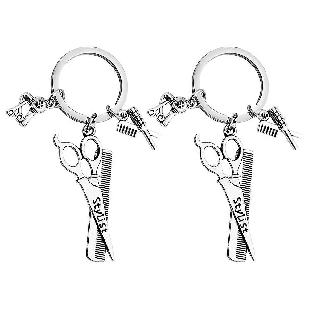 Silver Guide Compass Keychain for Decoration 1Pcs Hairdresser Tool Design Key Ring