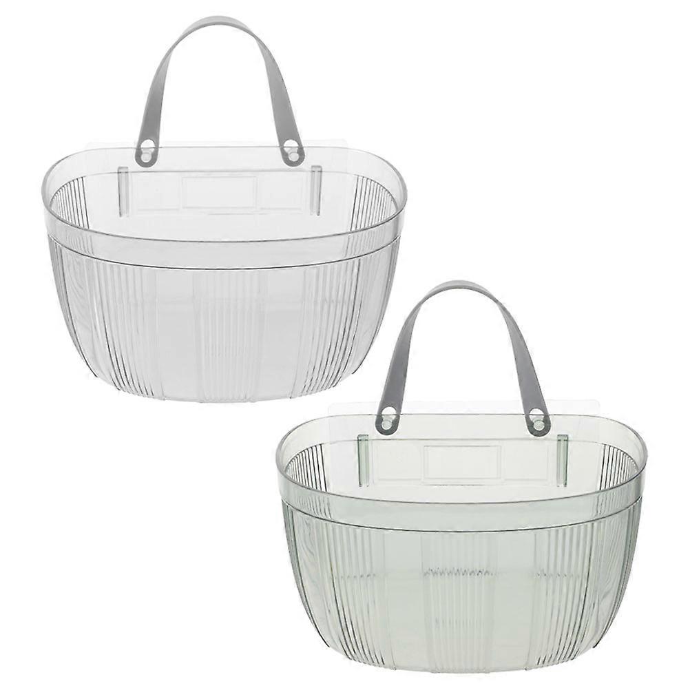 Wall Mounted Storage Basket for Kitchen 2pcs Plastic Assorted Color 7.87x3.94x3.94 Inches