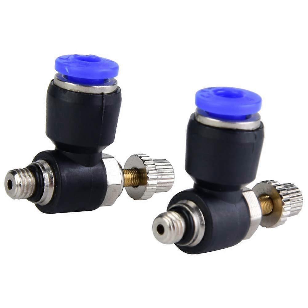 2pcs Pneumatic Flow Control Valve, Long Life Copper Plastic, Adjustable Airspeed Controller, Model SL4 M5, SL4 01, SL4 02