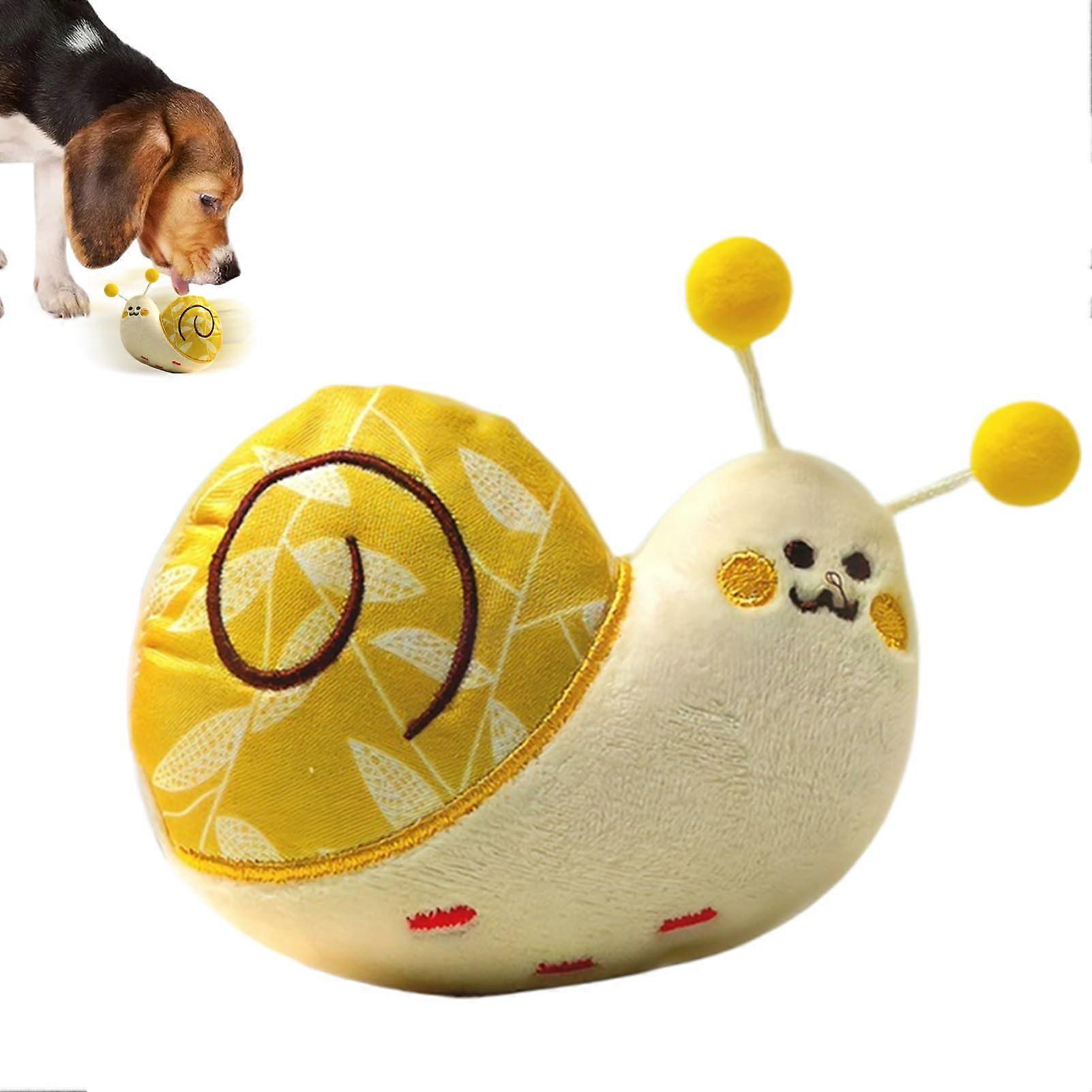Plush Dog Toy for Aggressive Chewers, Yellow Snail Shape for Teething and Dental Health, Soft Chew Items for Puppies