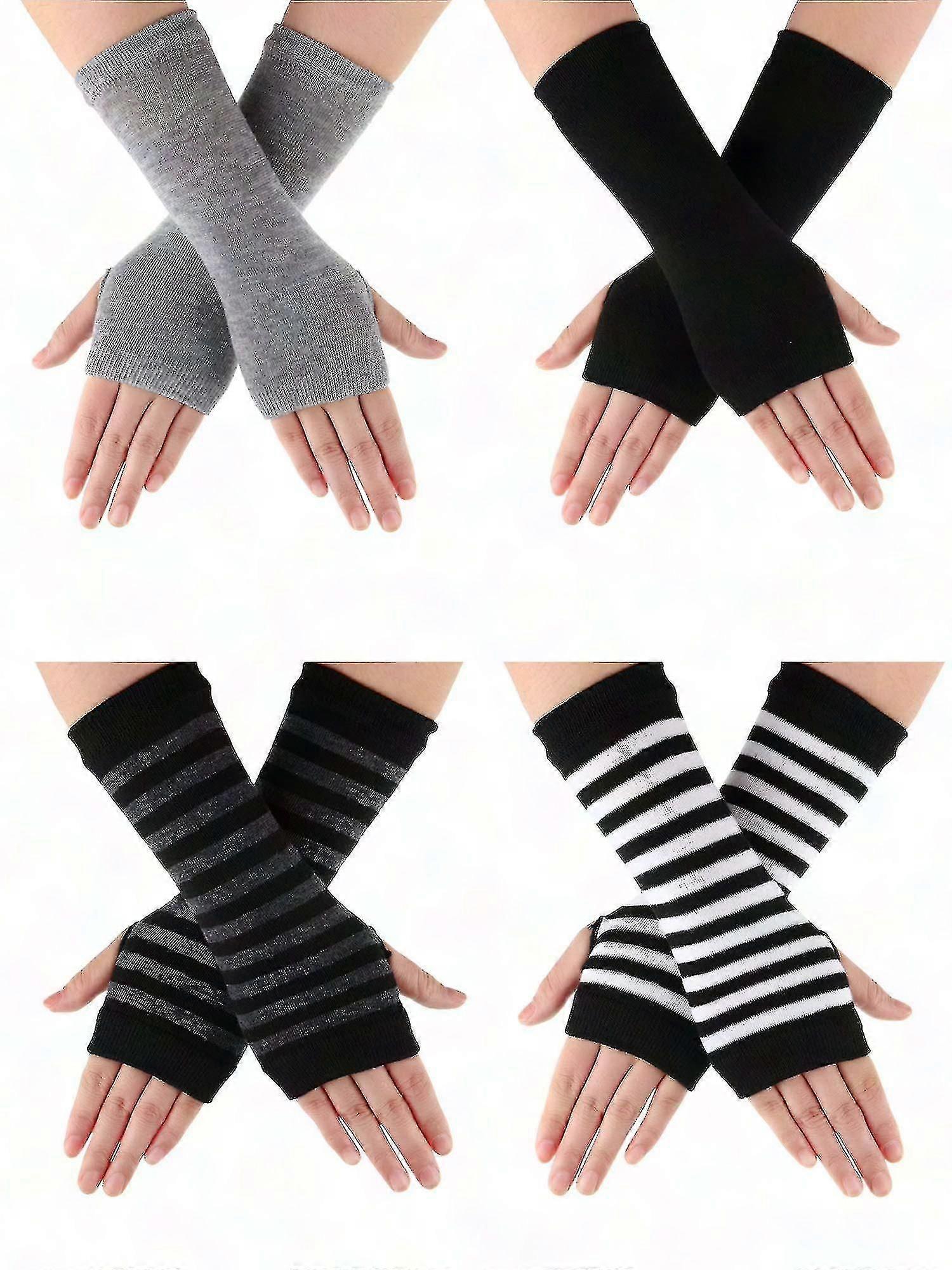 4ペアソフトカシミヤフィンガーレスリストグローブ、女性用&男性用