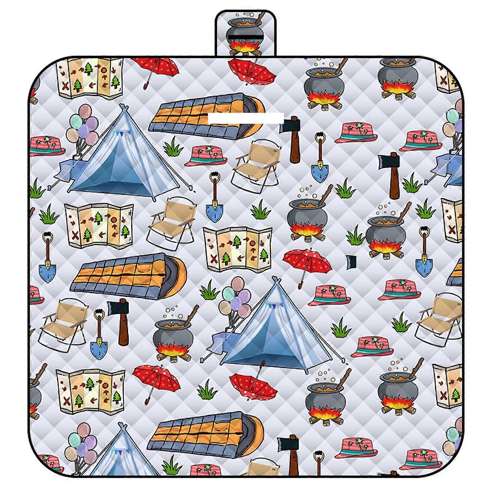 Extra Large Family Portable Picnic Blankets Foldable Waterproof Sandproof With Tote 200x200 cm Color 23 Camping
