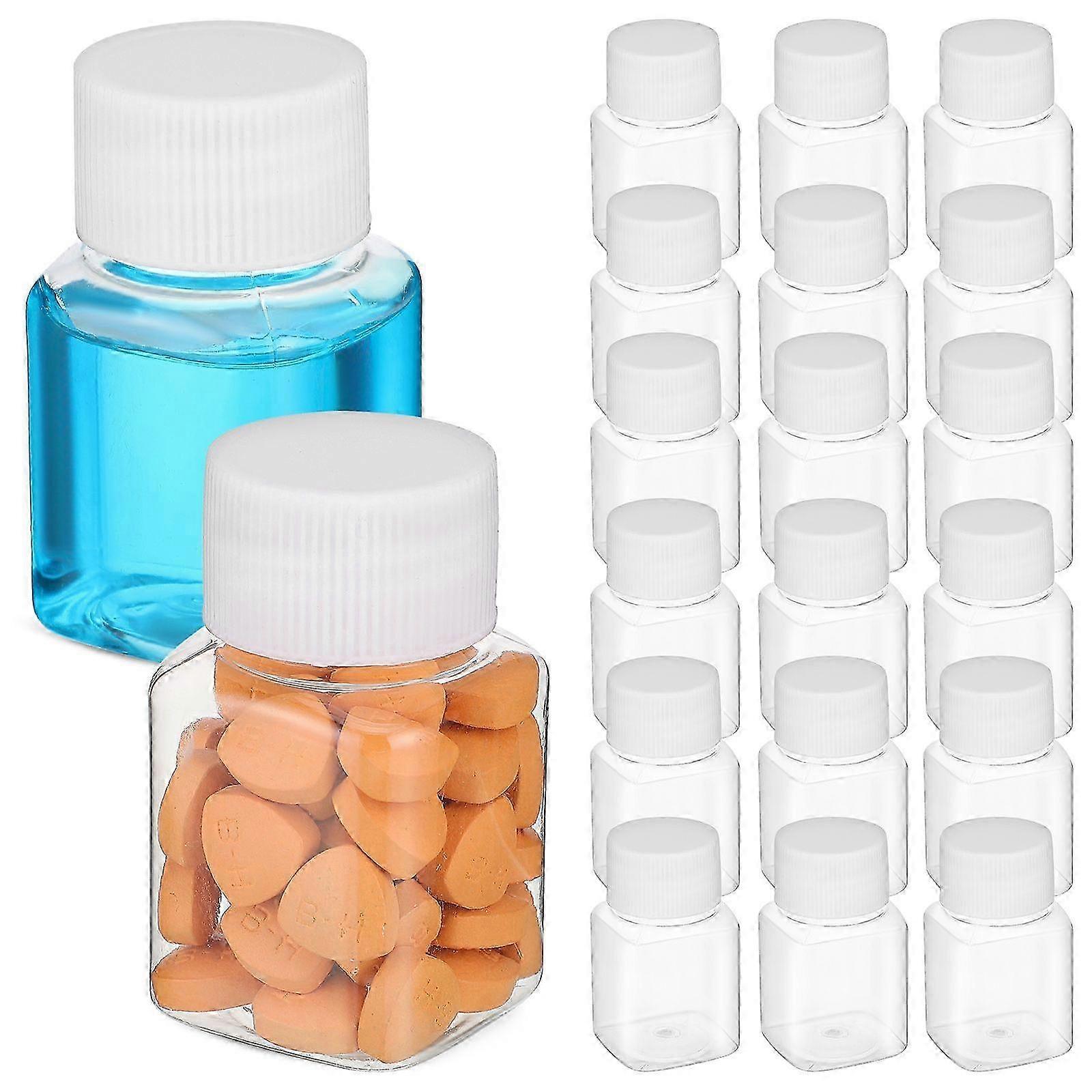 20Pcs Empty Bottles Clear Square Bottle Small Screw Cap Bottles Refillable Storage Bottles Clear Containers Travel Bottles 30 Ml