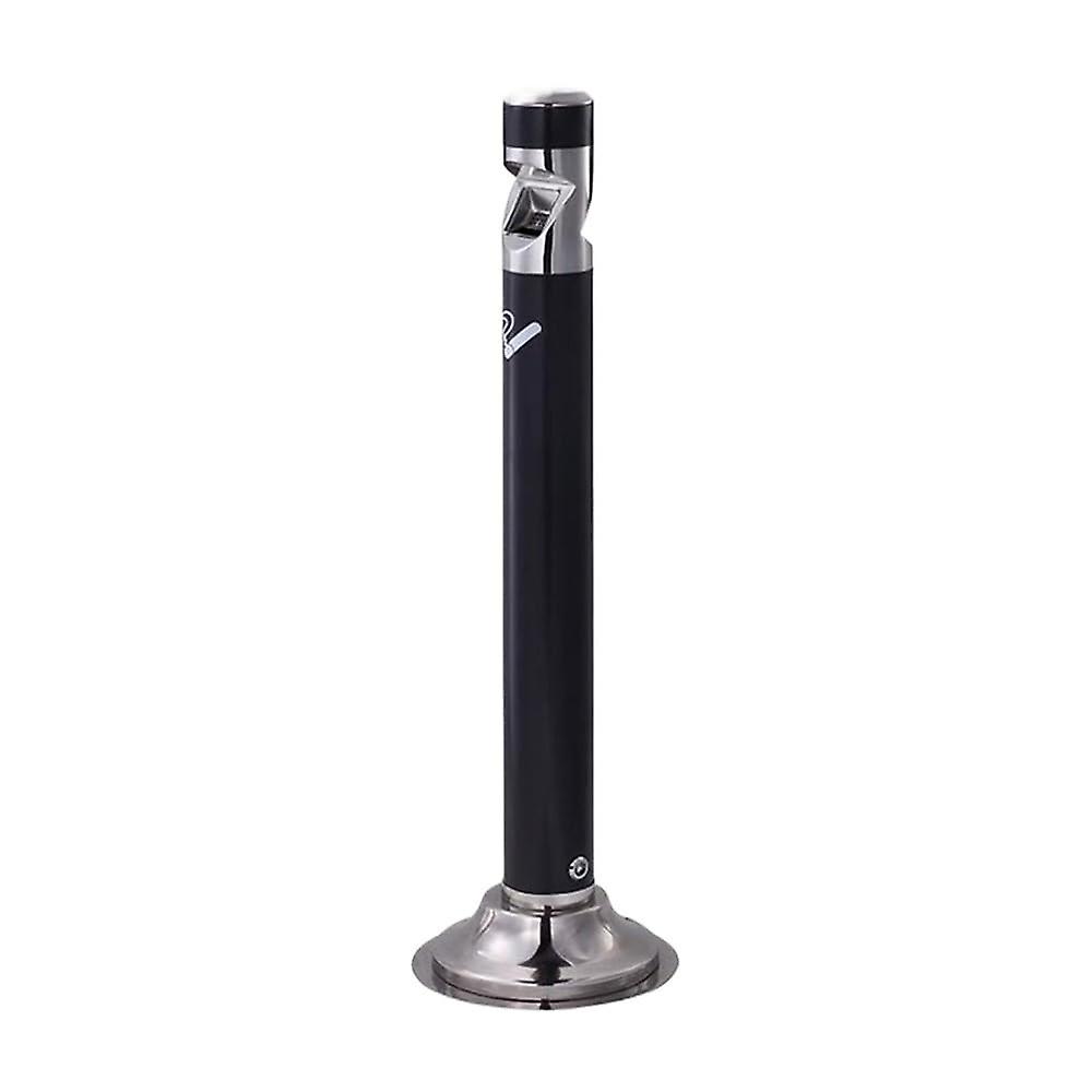 Standing Ashtray for Outdoor Use - Black Iron Enameled Cigarette Butt Holder, Fixed Design for Public Smoking Areas
