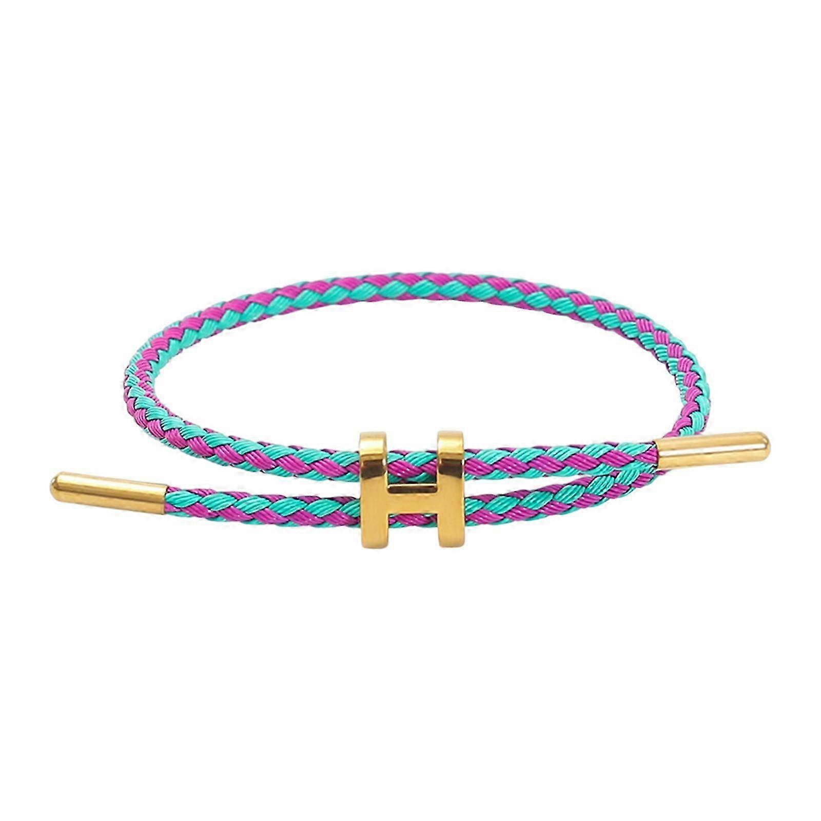 Women's Bracelet Featuring Polished H Shape Buckle and Adjustable Stainless Steel Wire Ideal for Special Occasions brown smoothen