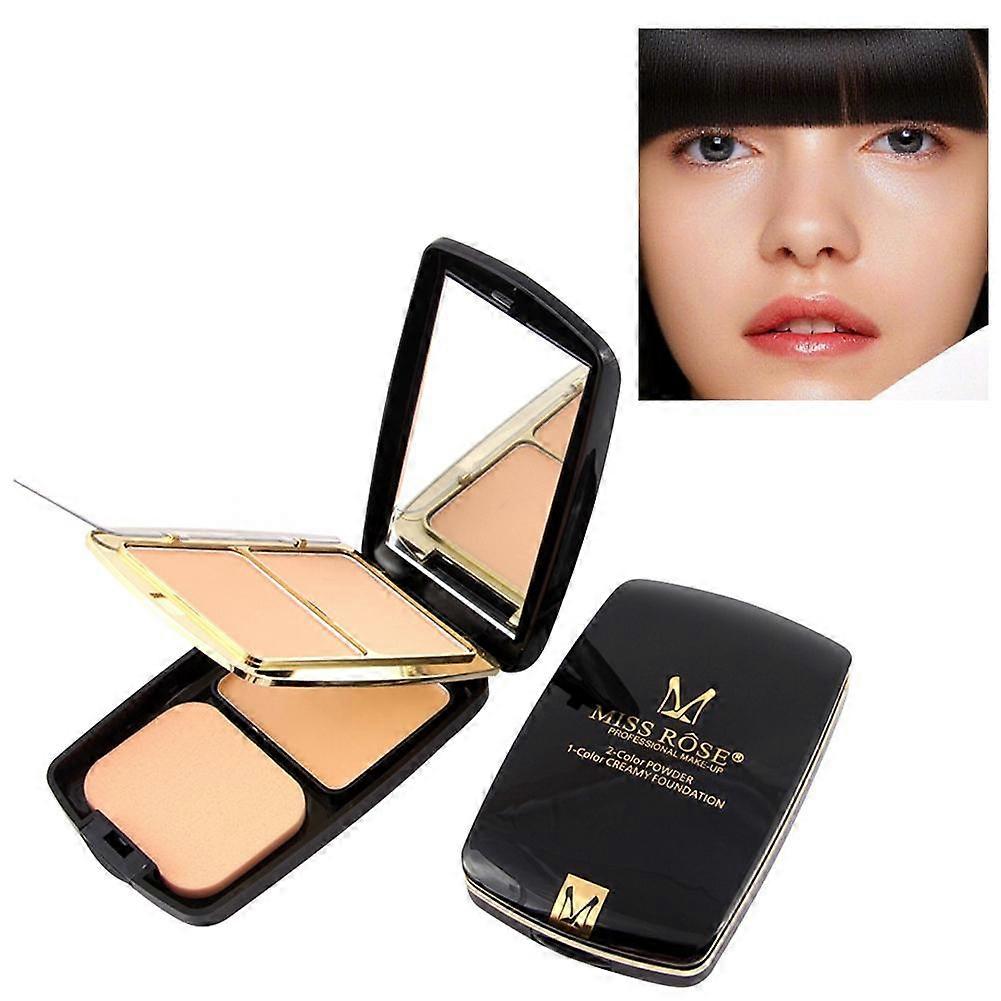 Double Layer Tricolor Powder Makeup Setting Tool with Mirror