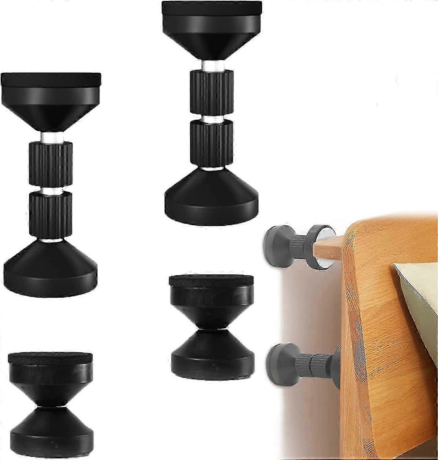 4 Pcs Adjustable Threaded Bed Frame Anti-shake Tool, Black