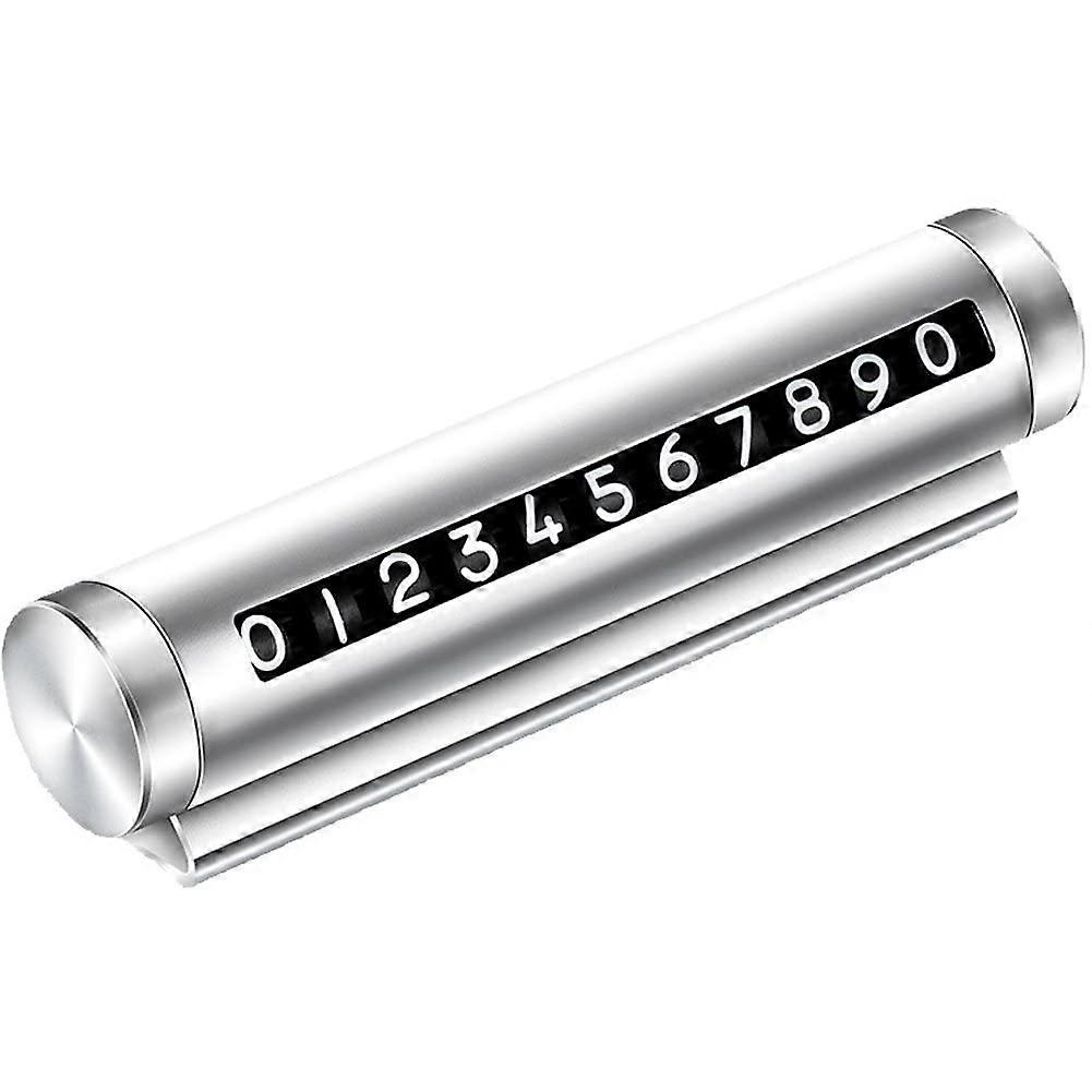 Temporary Car Parking Card Number Plate Universal Rotation Automobile Stop Phone Number Card Car Stop Accessories Silver
