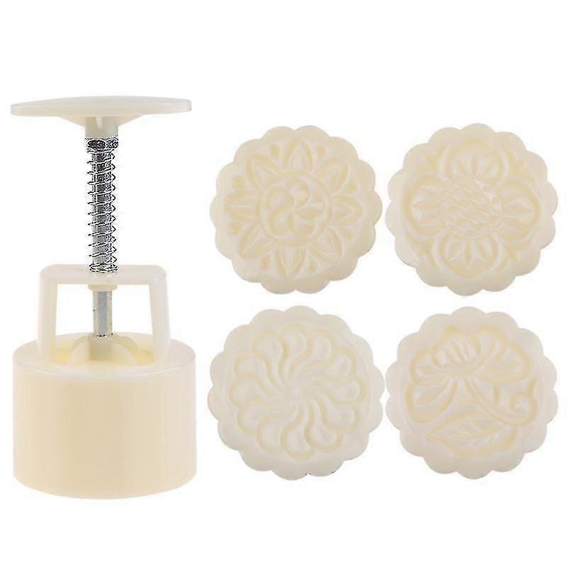 Flower Hand Press Cookie Stamp Set, 4pcs, for Mooncakes
