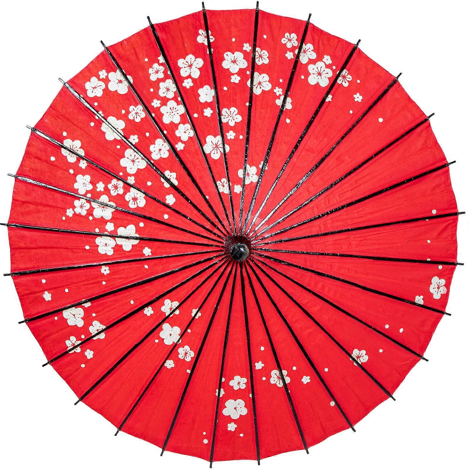 Japanese Retro Umbrella Decorative Japanese Style Painting Umbrella for Cosplay Red Cotton Paper Bamboo Waterproof 1Set