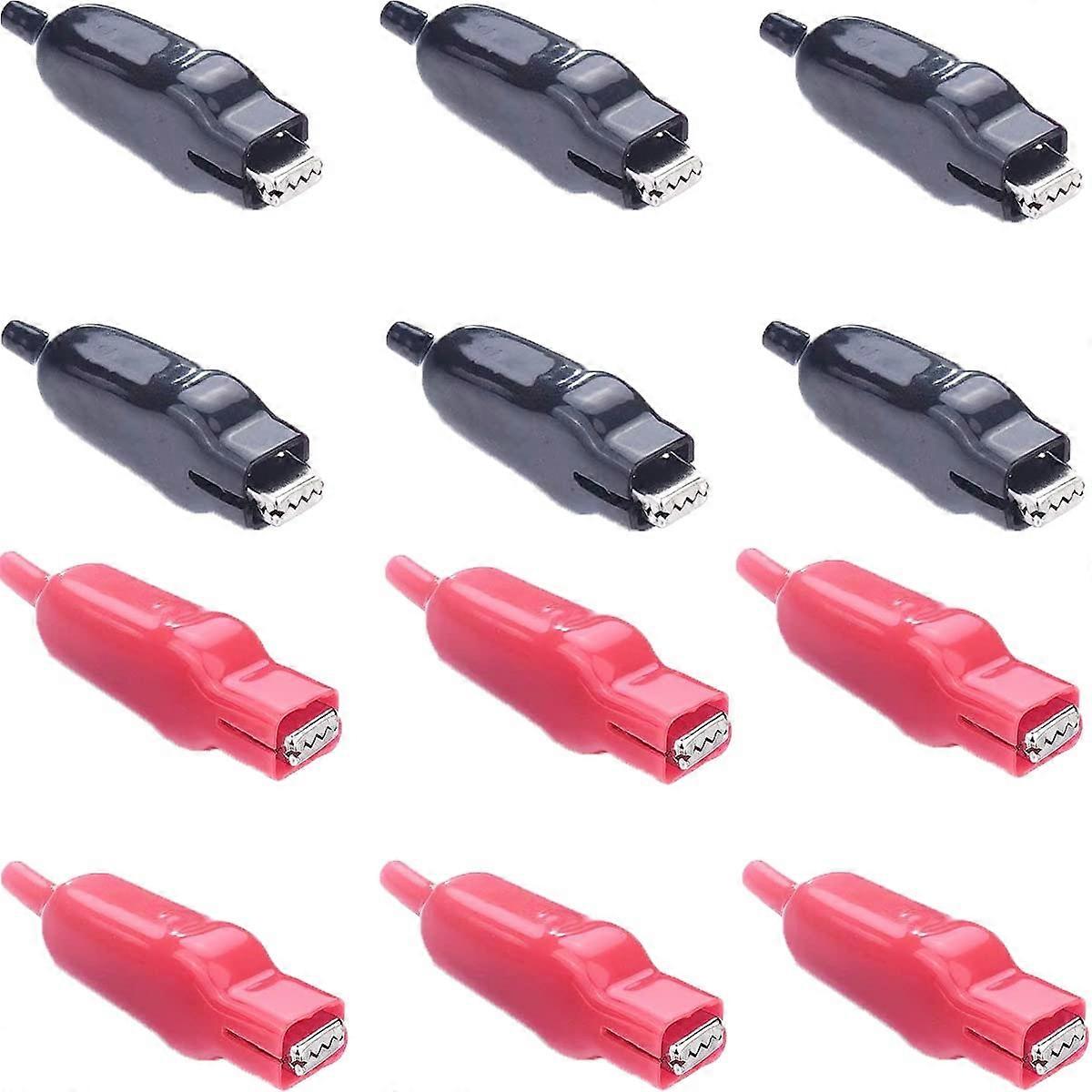 12 Pcs Alligator Clips 20A Insulated Clamps Red Black for Electric Circuit Testing, Durable Sheathed Design