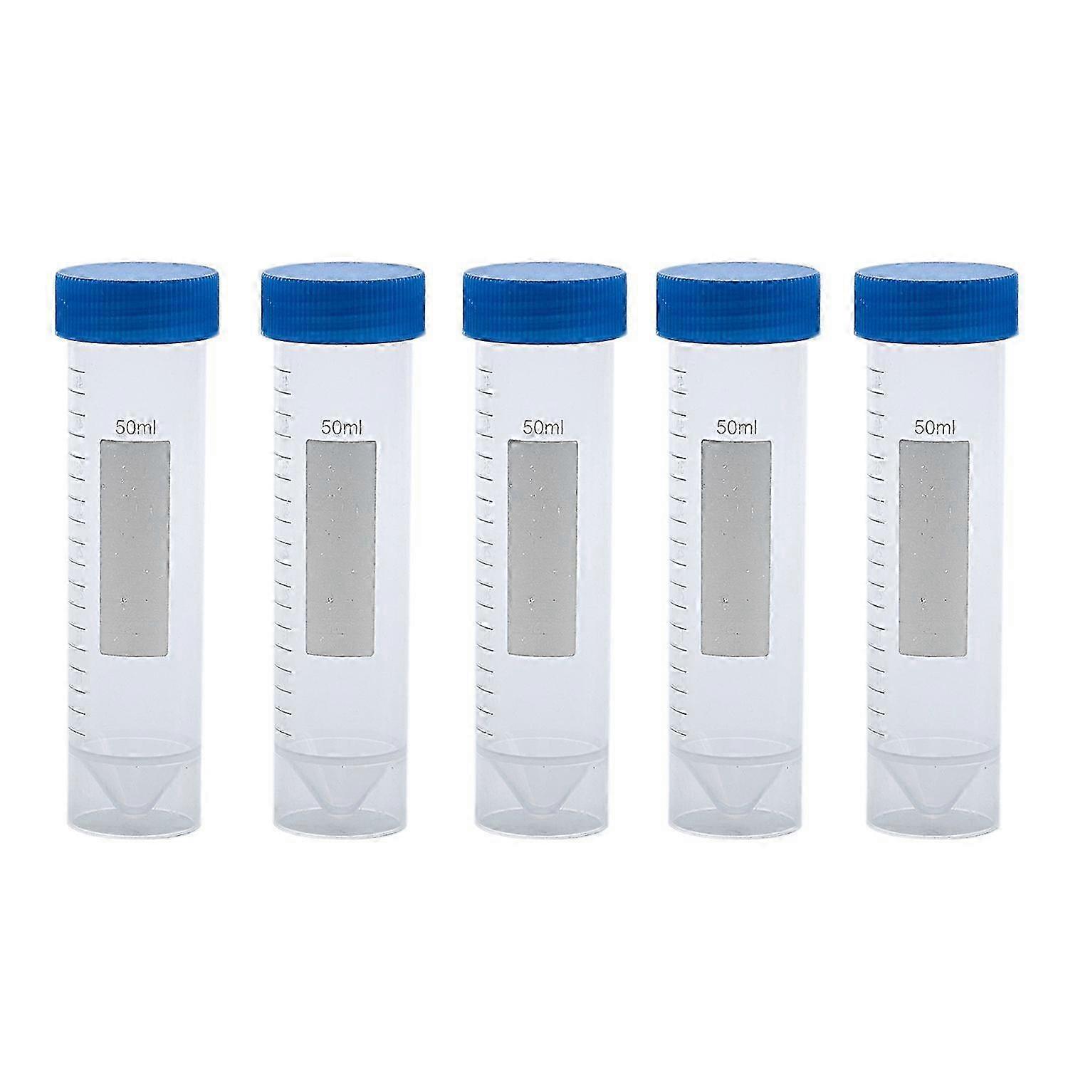 5 Pieces 50ml Plastic Transparent Centrifuge tube with scale Plastic test tube free-standing with Screw Cap