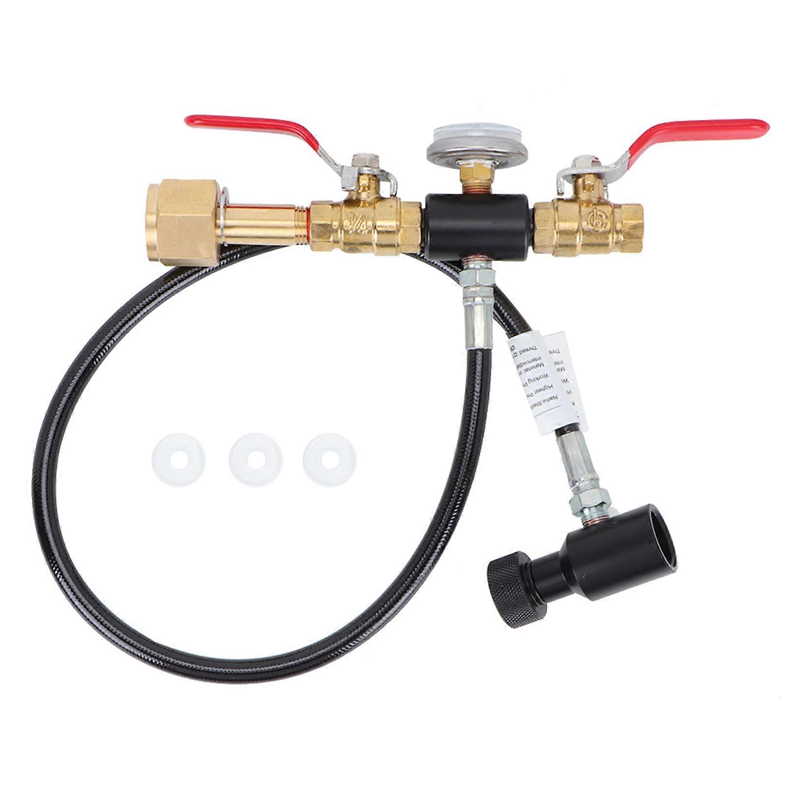 CO2Hosewith Gauge Connector CO2 Fill Adapter 24in Hose with Gauge Dual Valve (W21.8‑14) CO2Adapter Hose