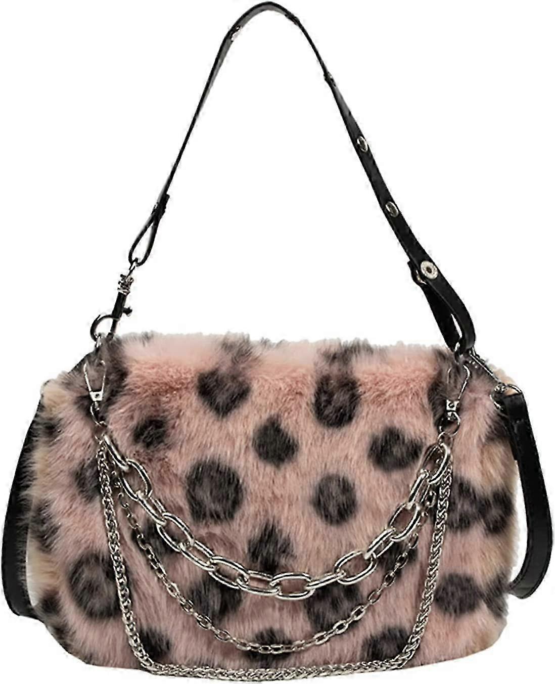 Y2K wallet plush bag winter accessories girl shoulder bag mini wallet set chic cool chain bag, pink