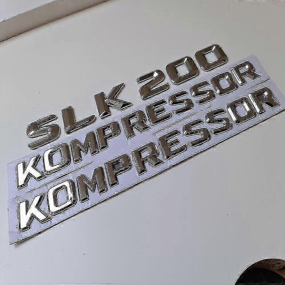 Mercedes SLK Class SLK200 Kompressor Rear Trunk Badge Emblem in Silver Chrome