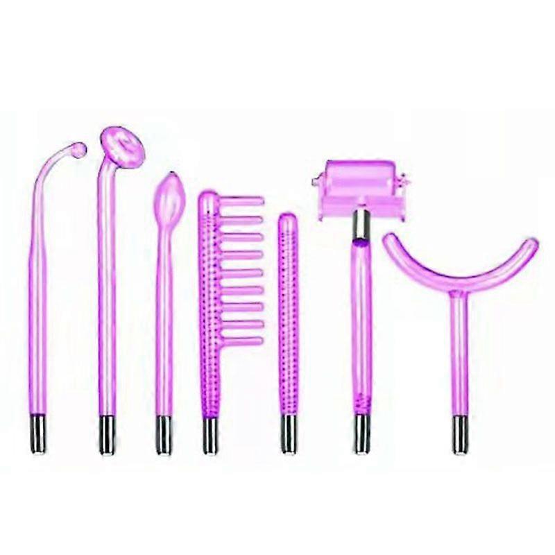 High Frequency Facial Care Tool Skin Conditioning Device with 7 Electrode Tubes, Purple Light(white)