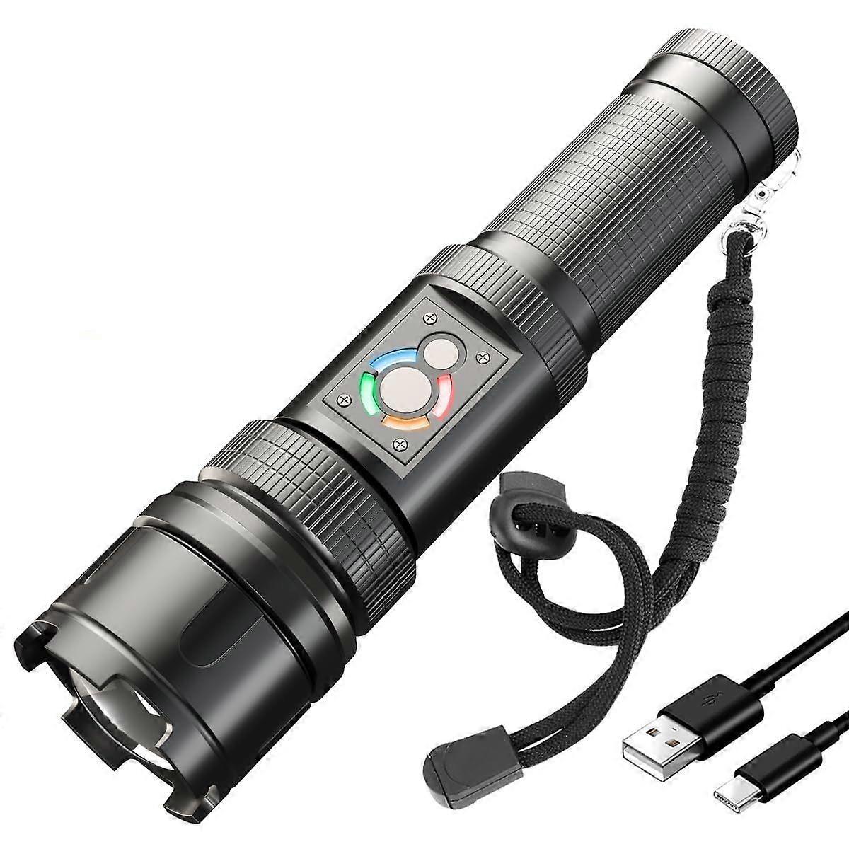 High Lumen LED Flashlight with COB Light, Rechargeable Super Bright Light, Multiple Modes, IP65 Waterproof, Perfect for Outdoor Emergencies Camping Ho