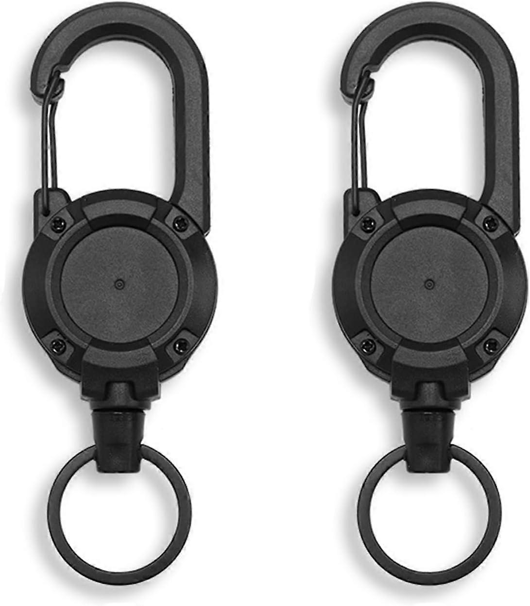 2 Pack Heavy Duty Retractable Keychain with Retractable Steel Cord