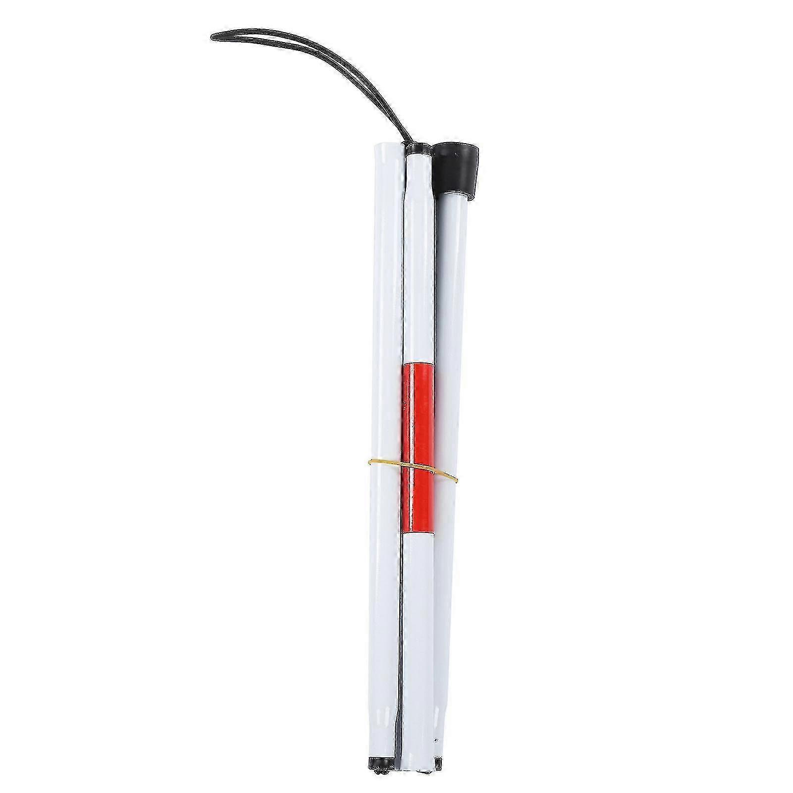 Foldable Cane Collapsible Reflective White And Red Walking Stick For Blind Visual Impaired