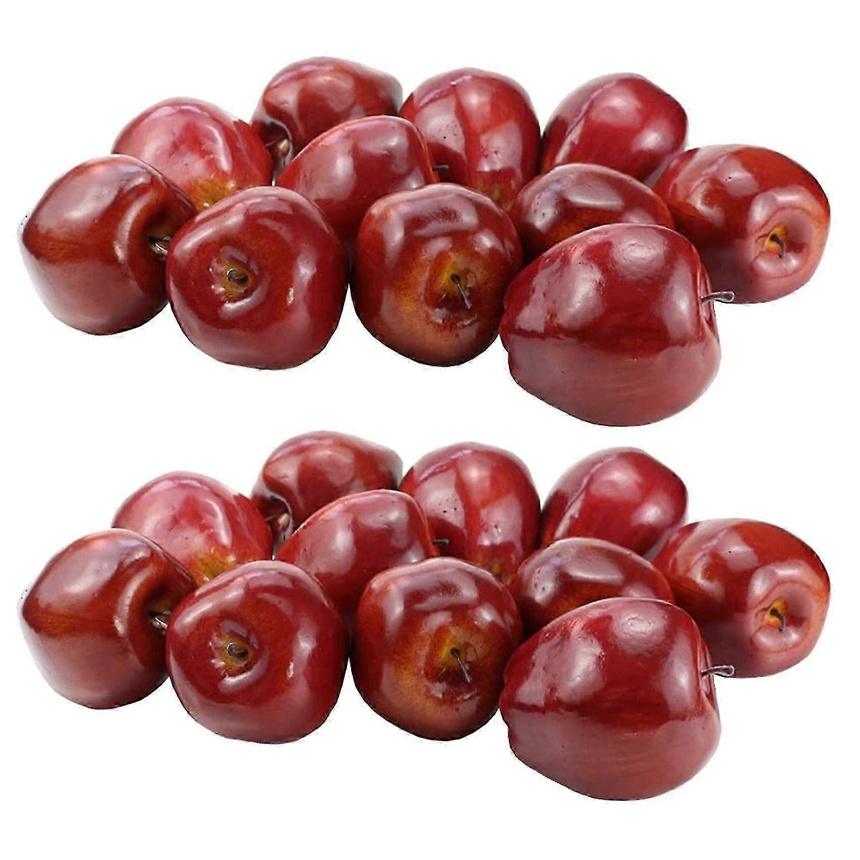 24 Pcs Fake Fruit Apples Artificial Apples Lifelike Simulation Red Apples Home House Decor For Stil