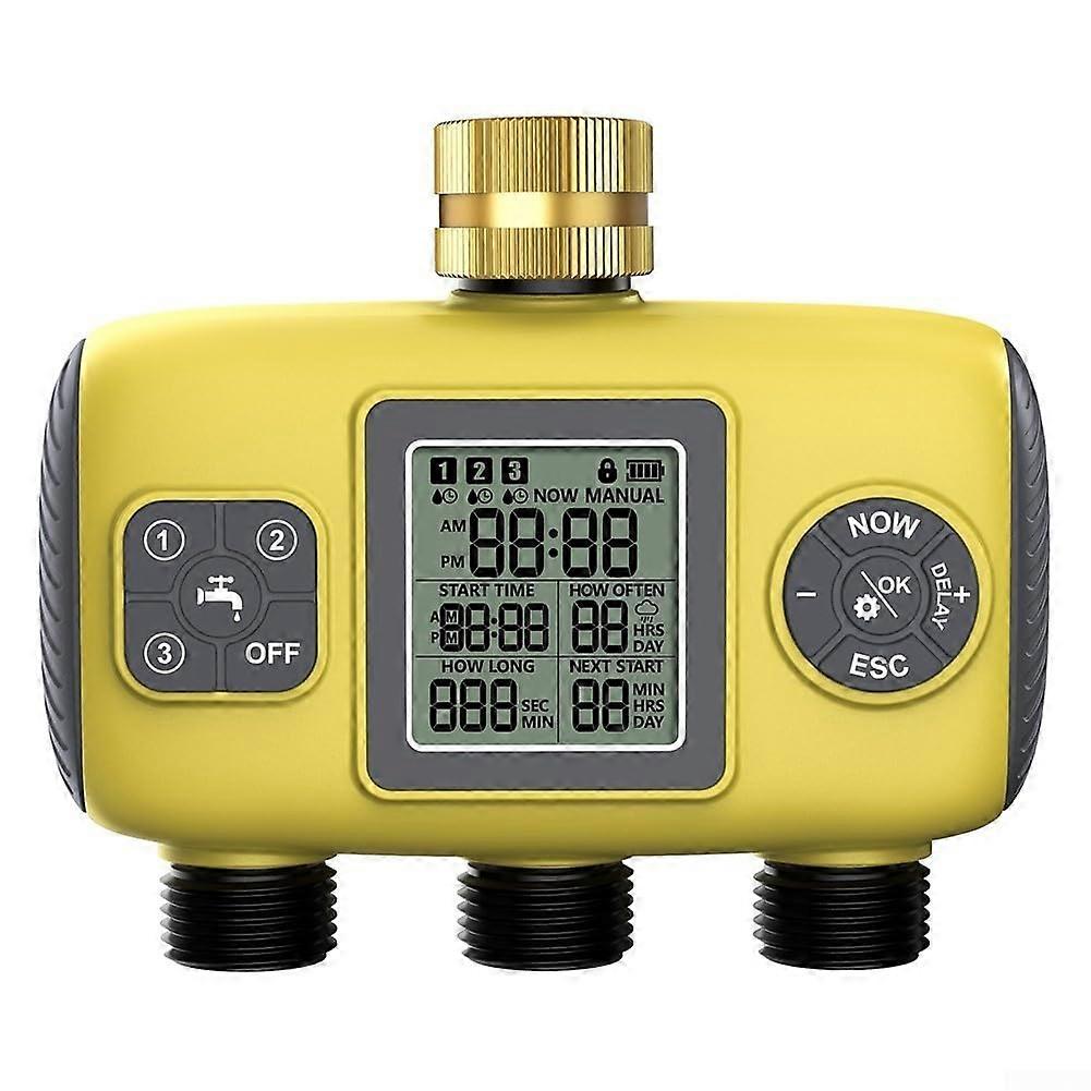 3 Outlet Garden Water Timer Programmable Schedule 1/2 Inch Hose Compatible Durable Plastic Construction